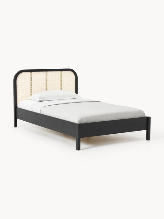 Galeriebild 1 - Holz-Einzelbett Jones mit Kopfteil aus Wiener Geflecht