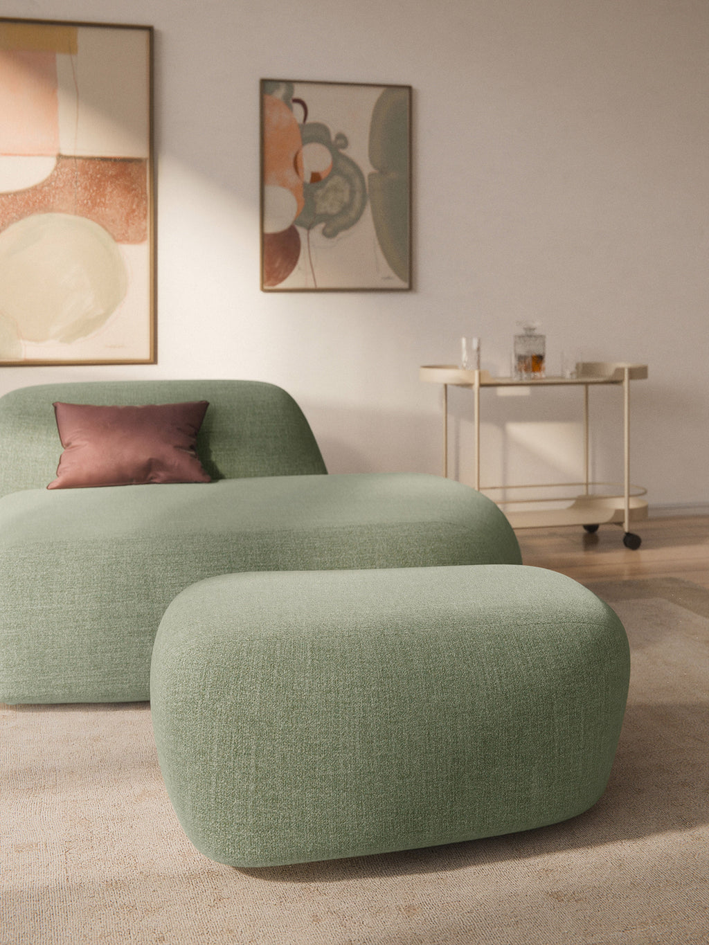 Großer Bouclé-Sofa-Hocker Wolke