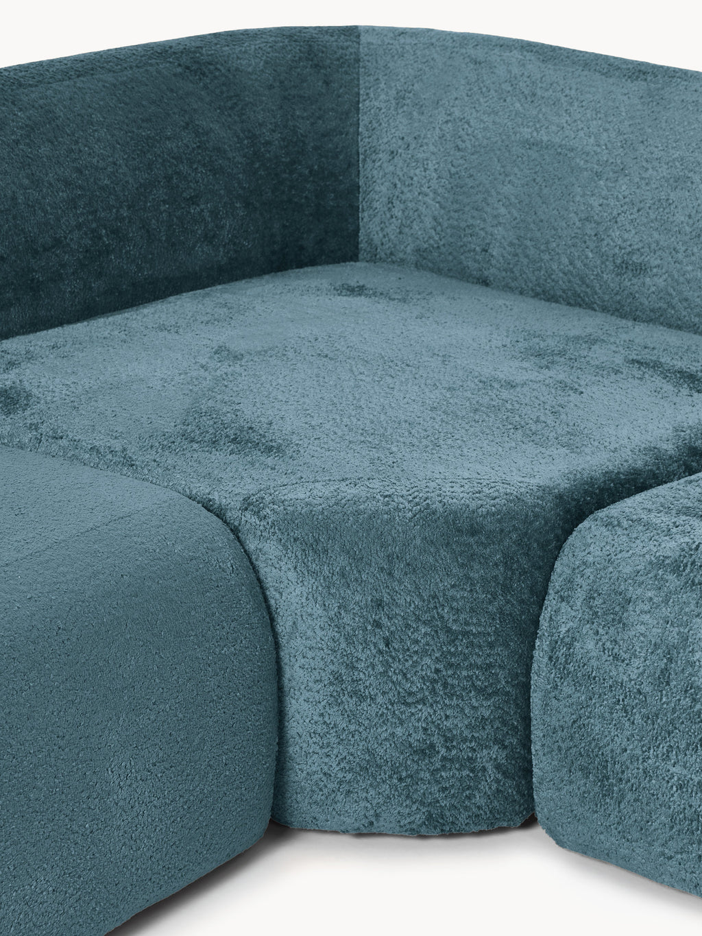 XL Modulares Teddy-Bouclé-Ecksofa Wolke mit Chaiselongue