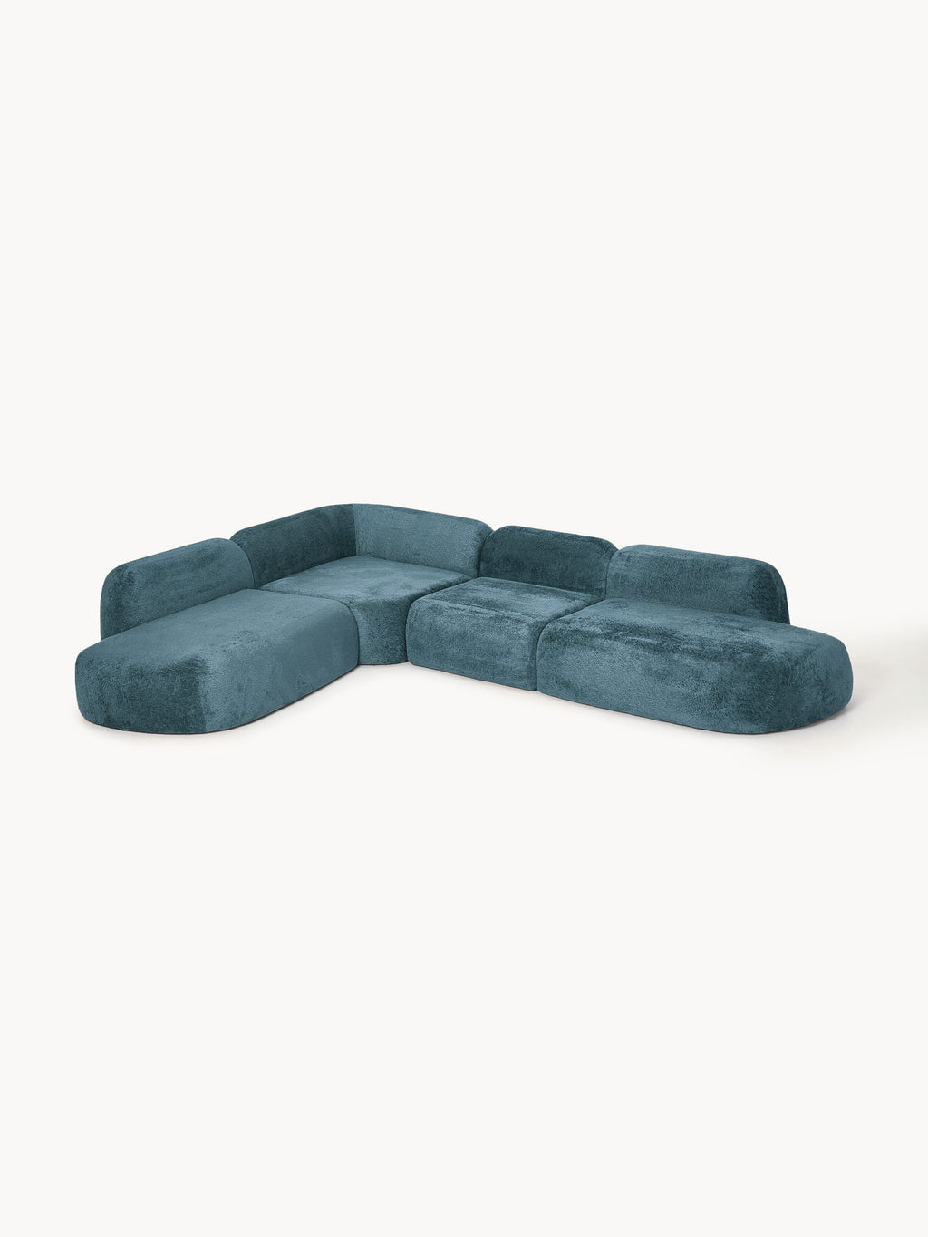 XL Modulares Teddy-Bouclé-Ecksofa Wolke mit Chaiselongue