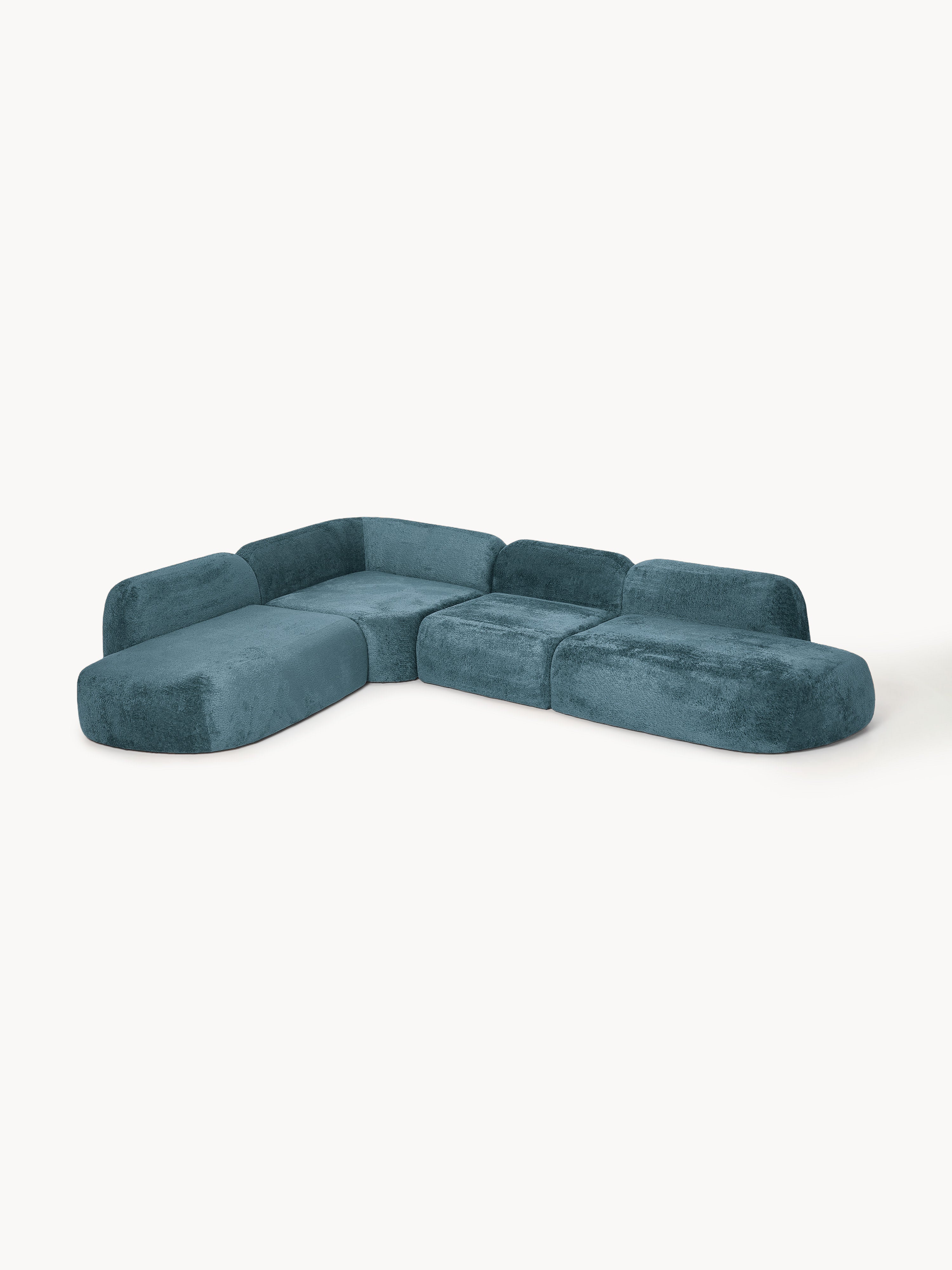 XL Modulares Teddy-Bouclé-Ecksofa Wolke mit Chaiselongue
