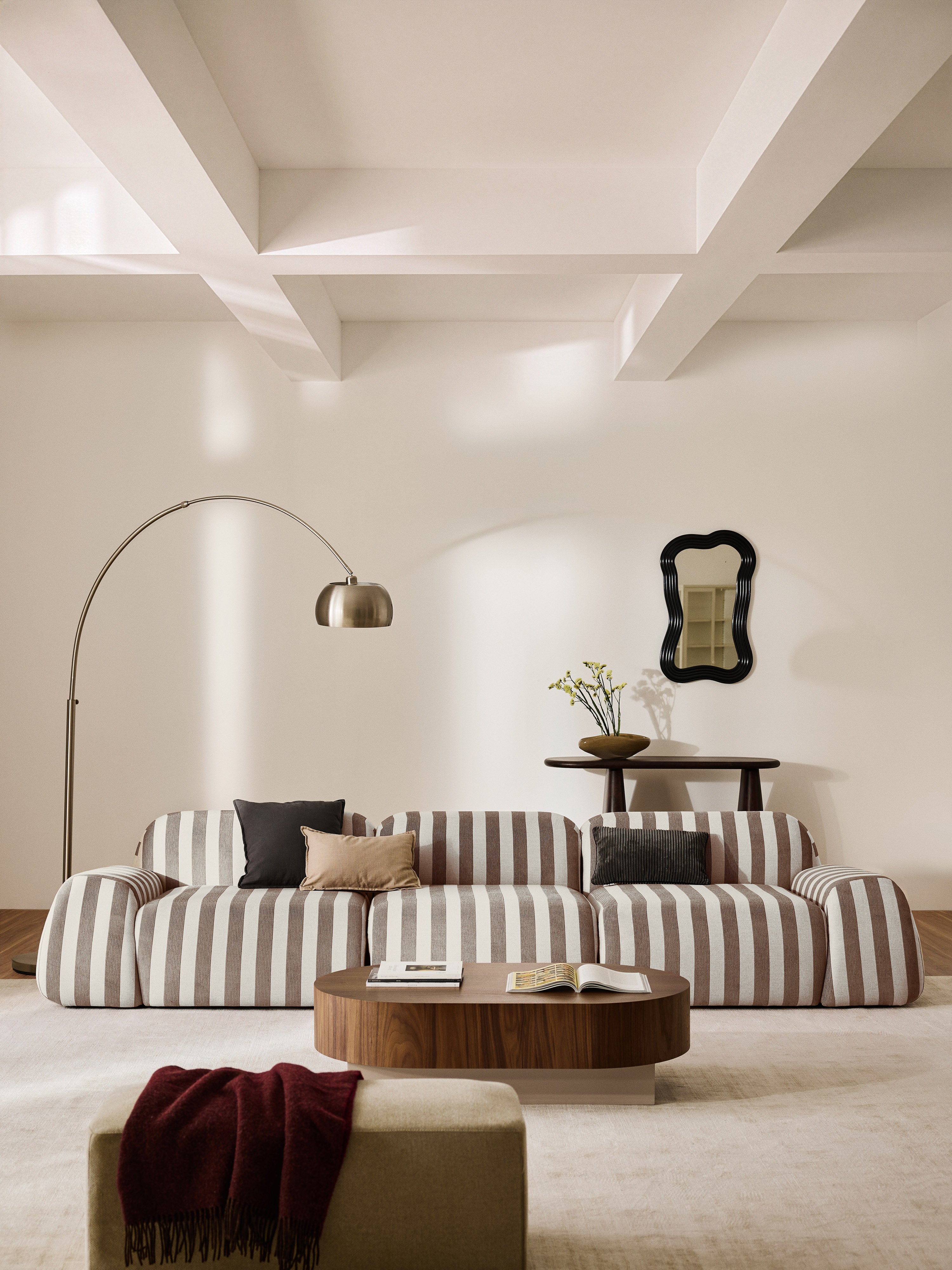 Modulares Gestreiftes Sofa Wolke (4-Sitzer)