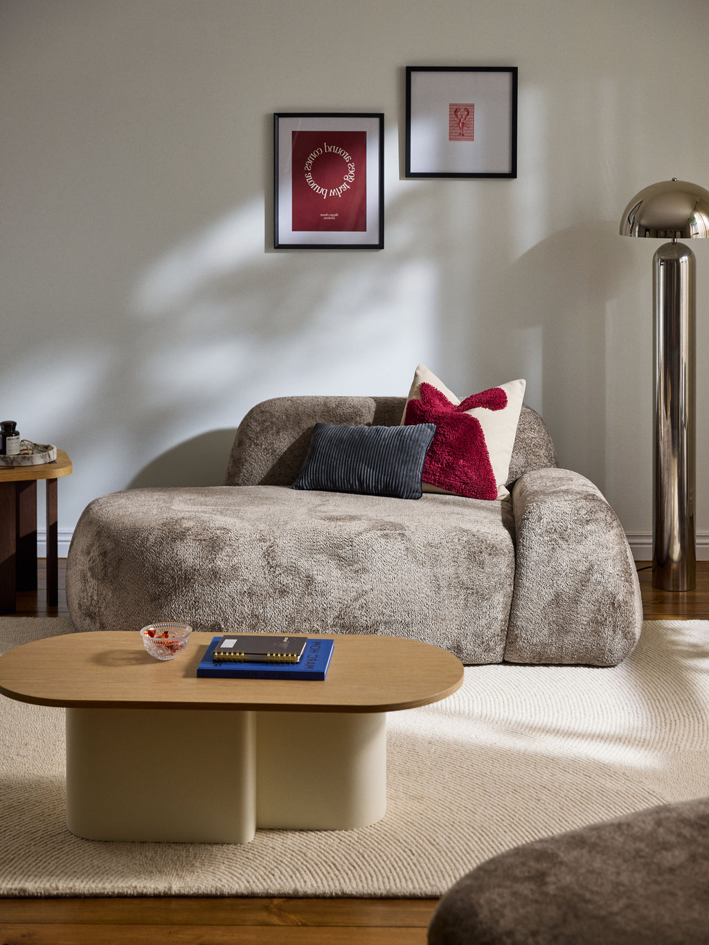 Teddy-Bouclé-Sofa Wolke (2-Sitzer) mit Chaiselongue