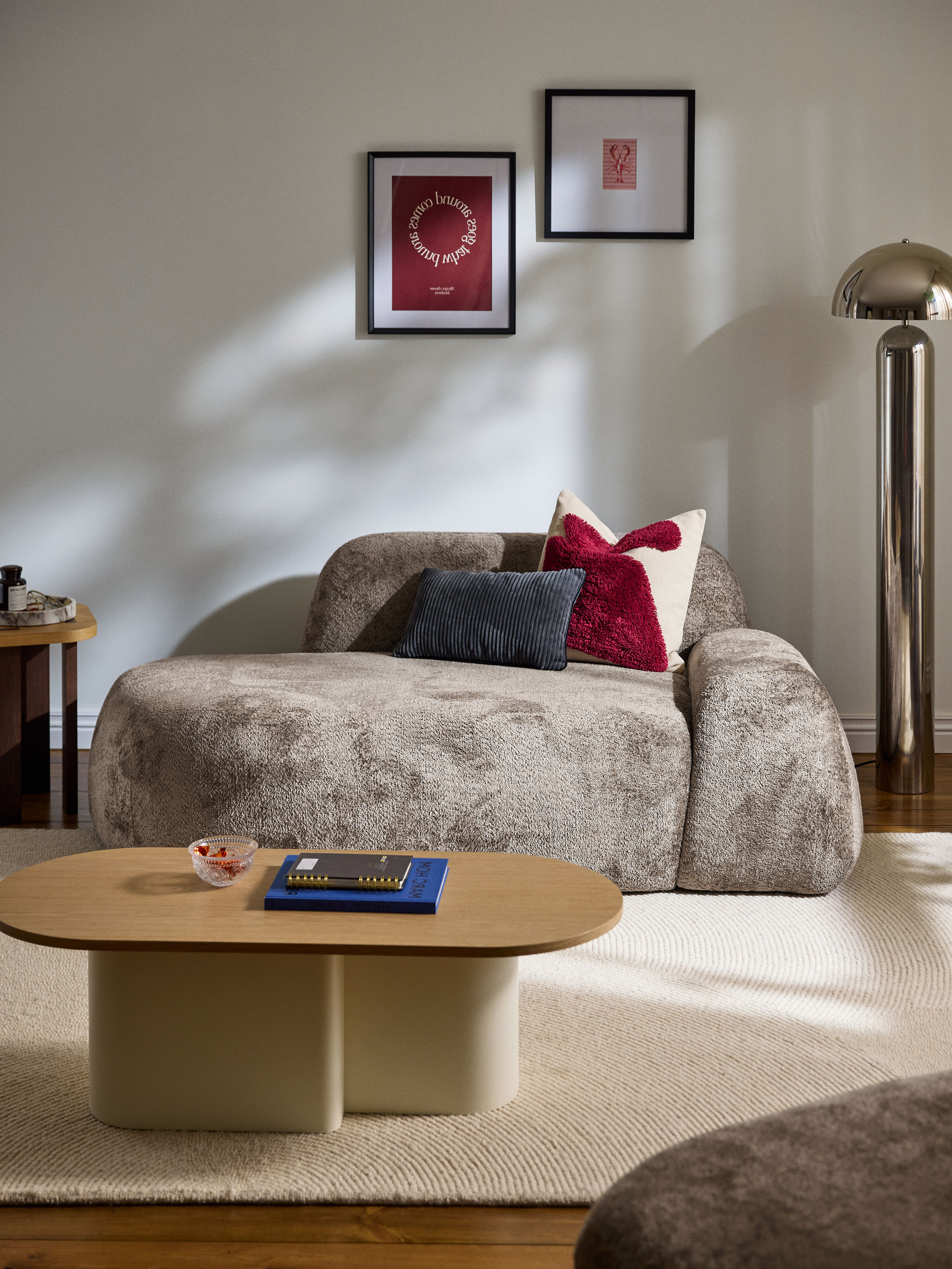 Teddy-Bouclé-Sofa Wolke (2-Sitzer) mit Chaiselongue