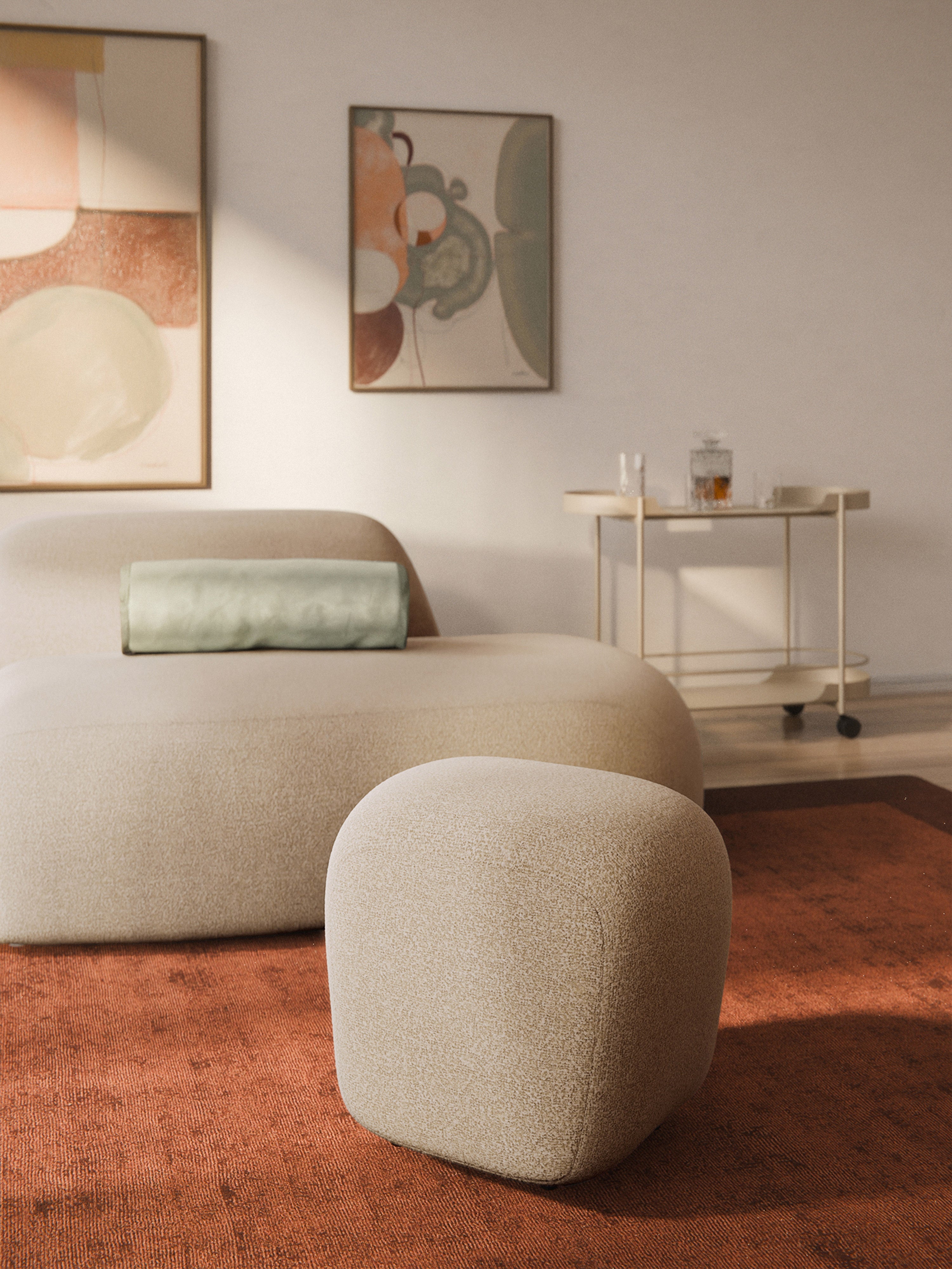 Hoher Bouclé-Sofa-Hocker Wolke