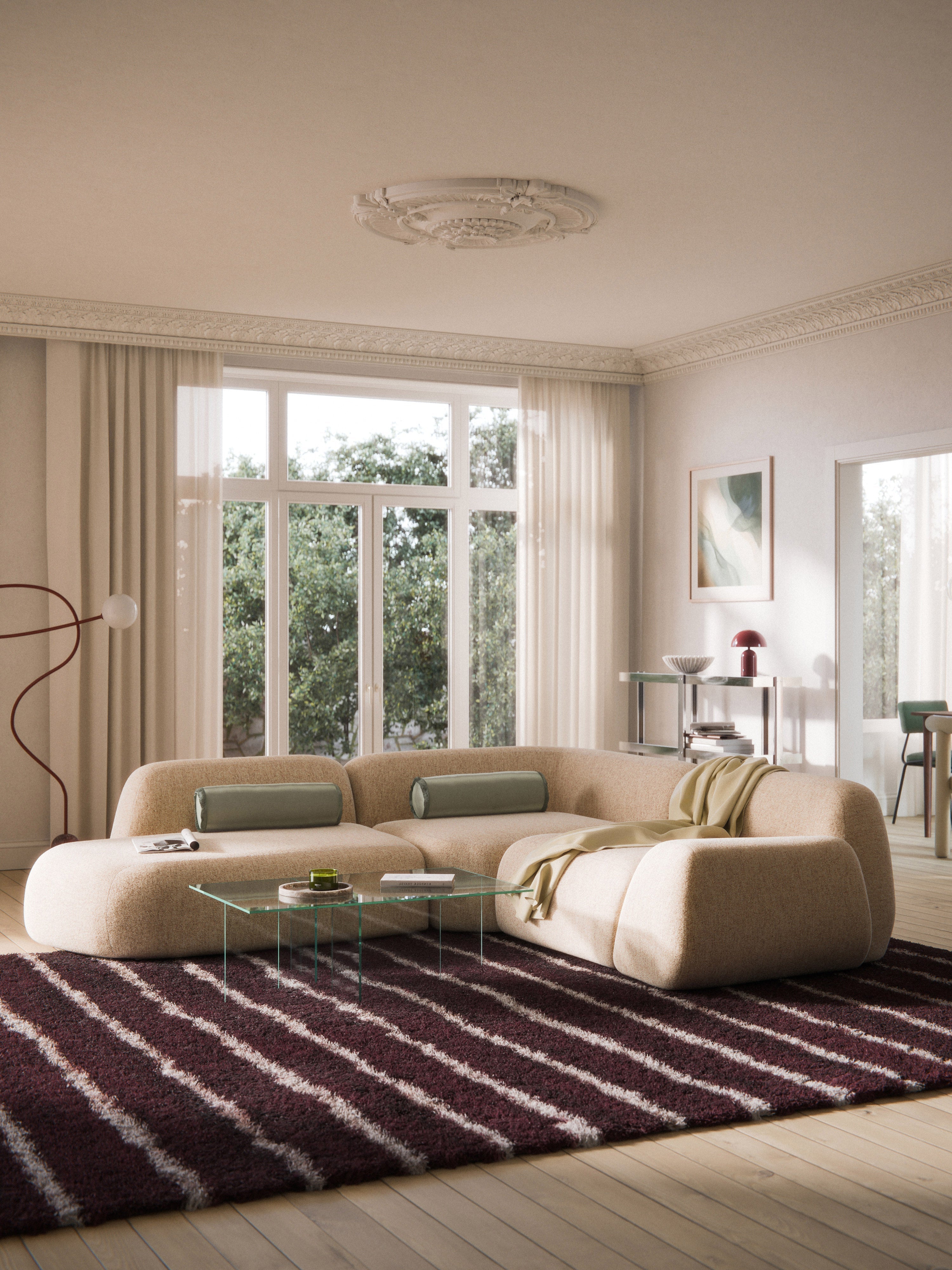 Modulares Bouclé-Ecksofa Wolke (4-Sitzer) mit Chaiselongue