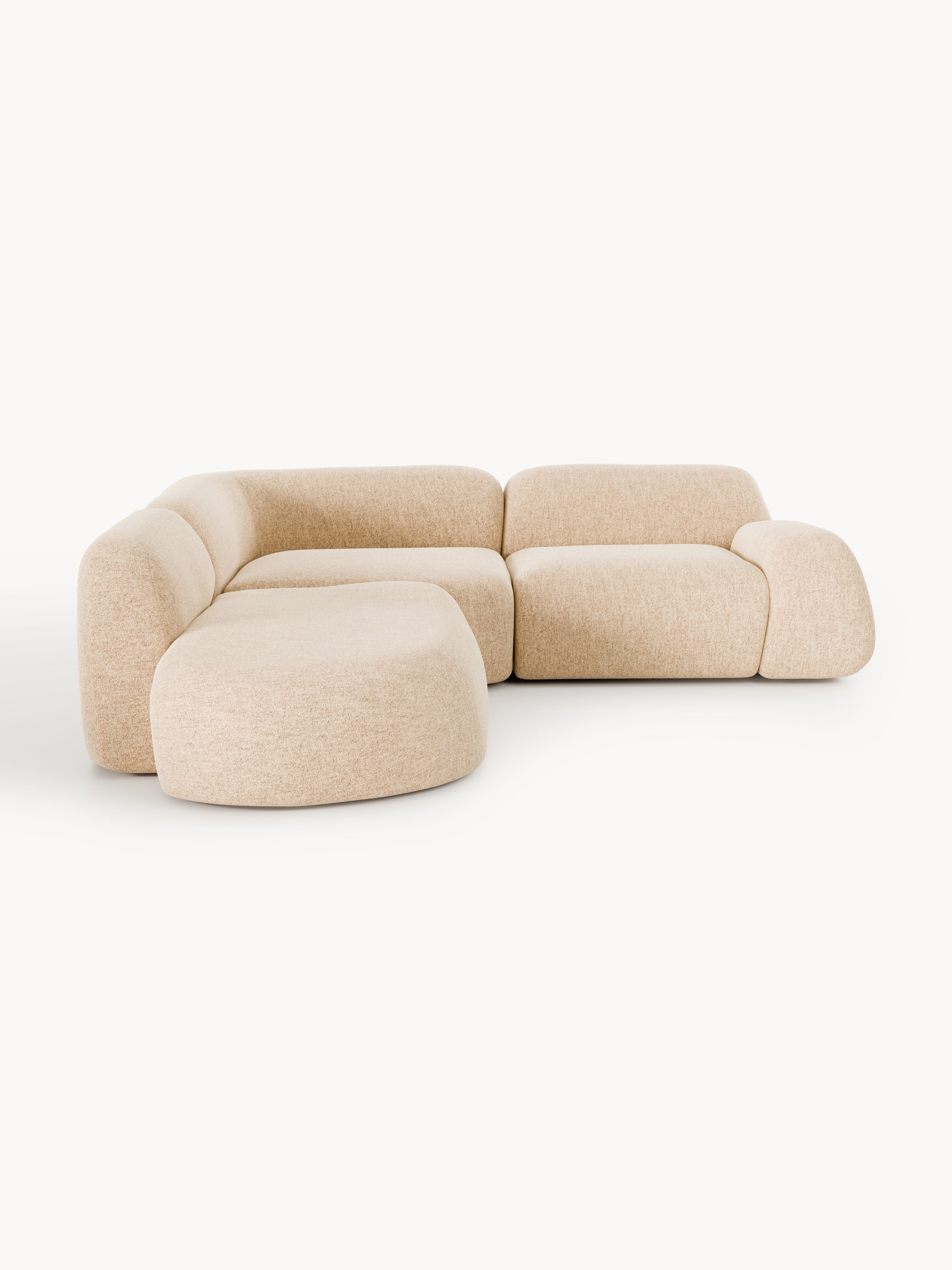 Modulares Bouclé-Ecksofa Wolke (4-Sitzer) mit Chaiselongue