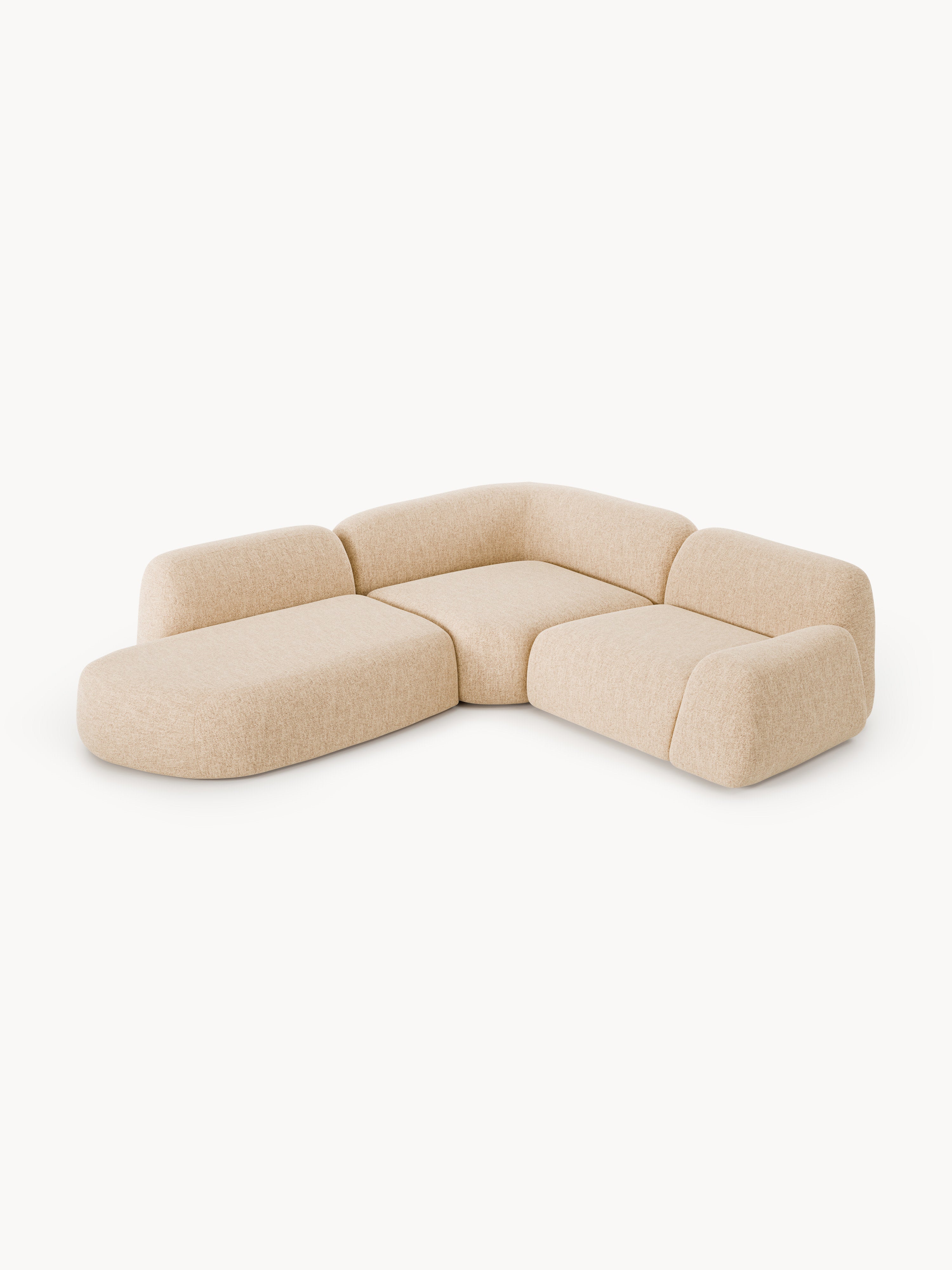 Modulares Bouclé-Ecksofa Wolke (4-Sitzer) mit Chaiselongue