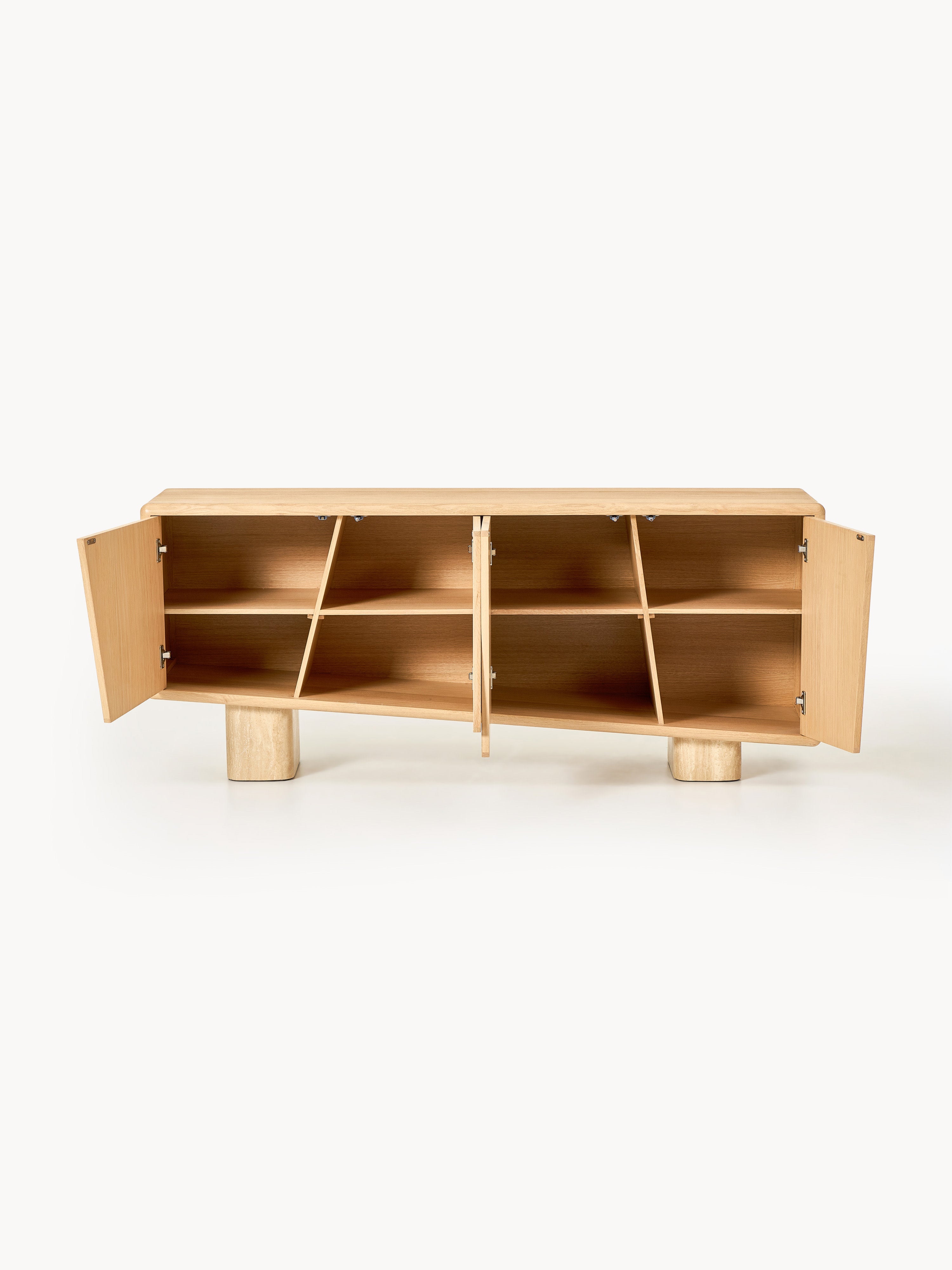 Holz-Sideboard Tundra mit Travertin-Beinen