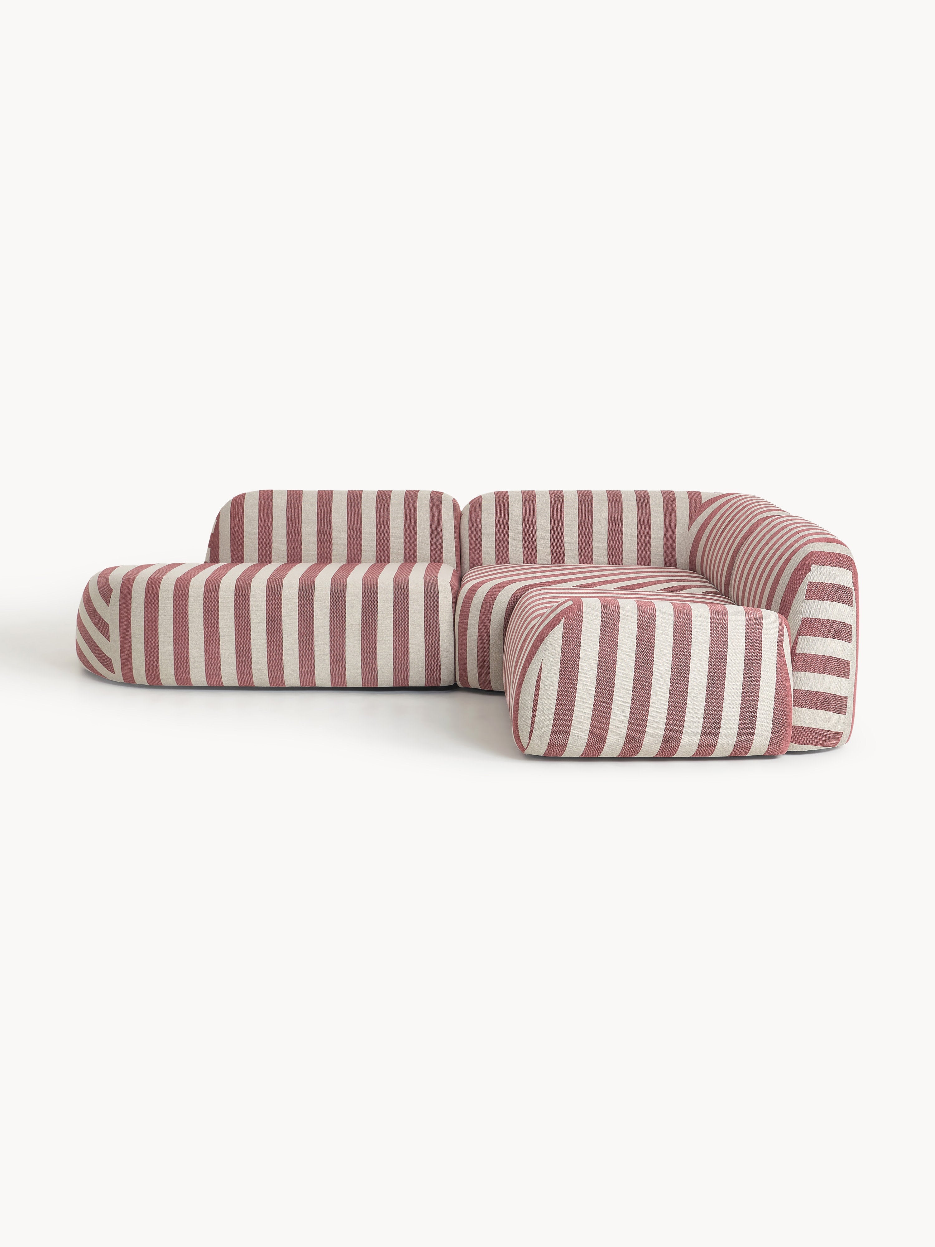 Galeriebild 1 - Modulares Gestreiftes Ecksofa Wolke (4-Sitzer) mit Chaiselongue