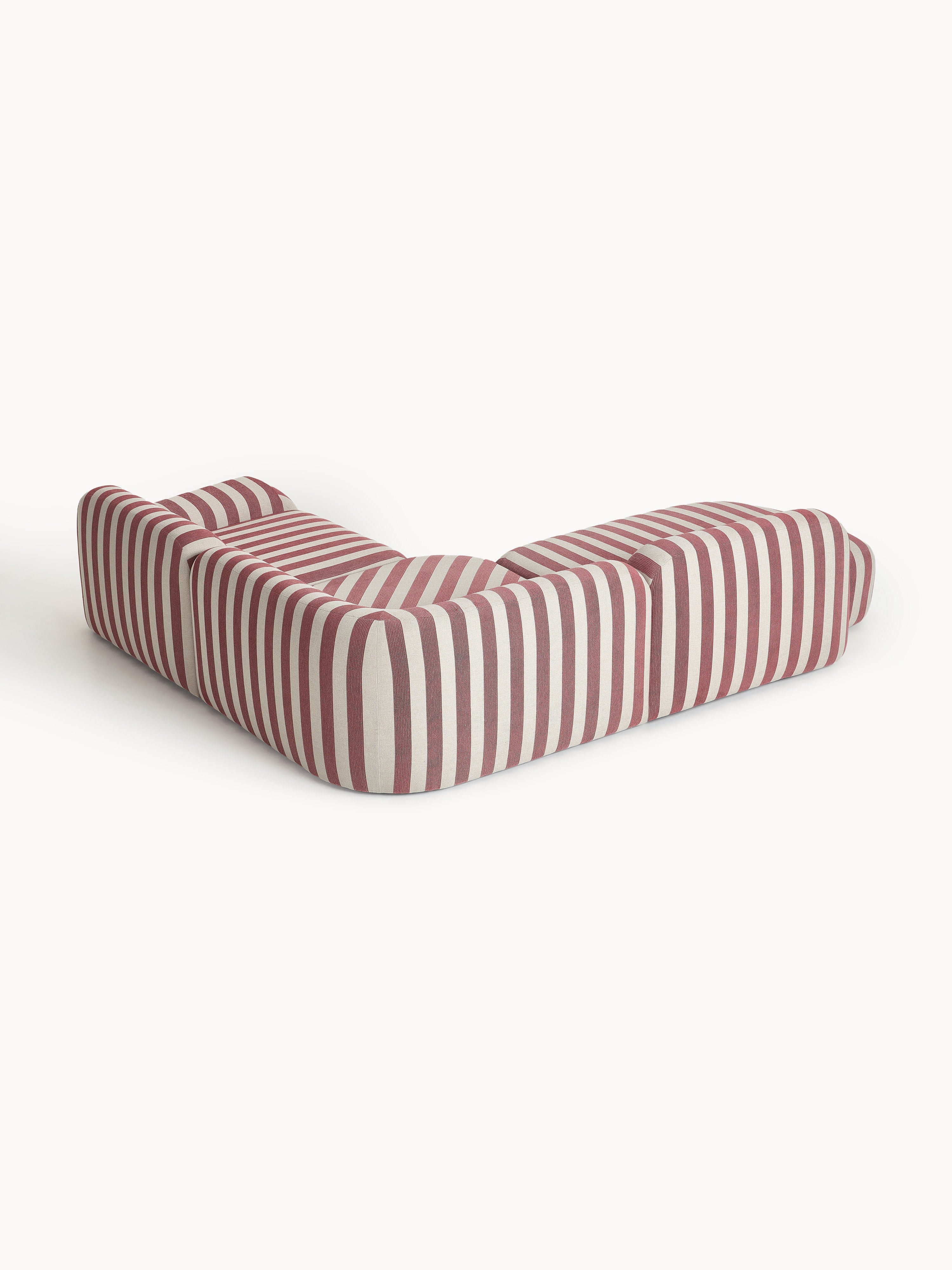 Modulares Gestreiftes Ecksofa Wolke (4-Sitzer) mit Chaiselongue