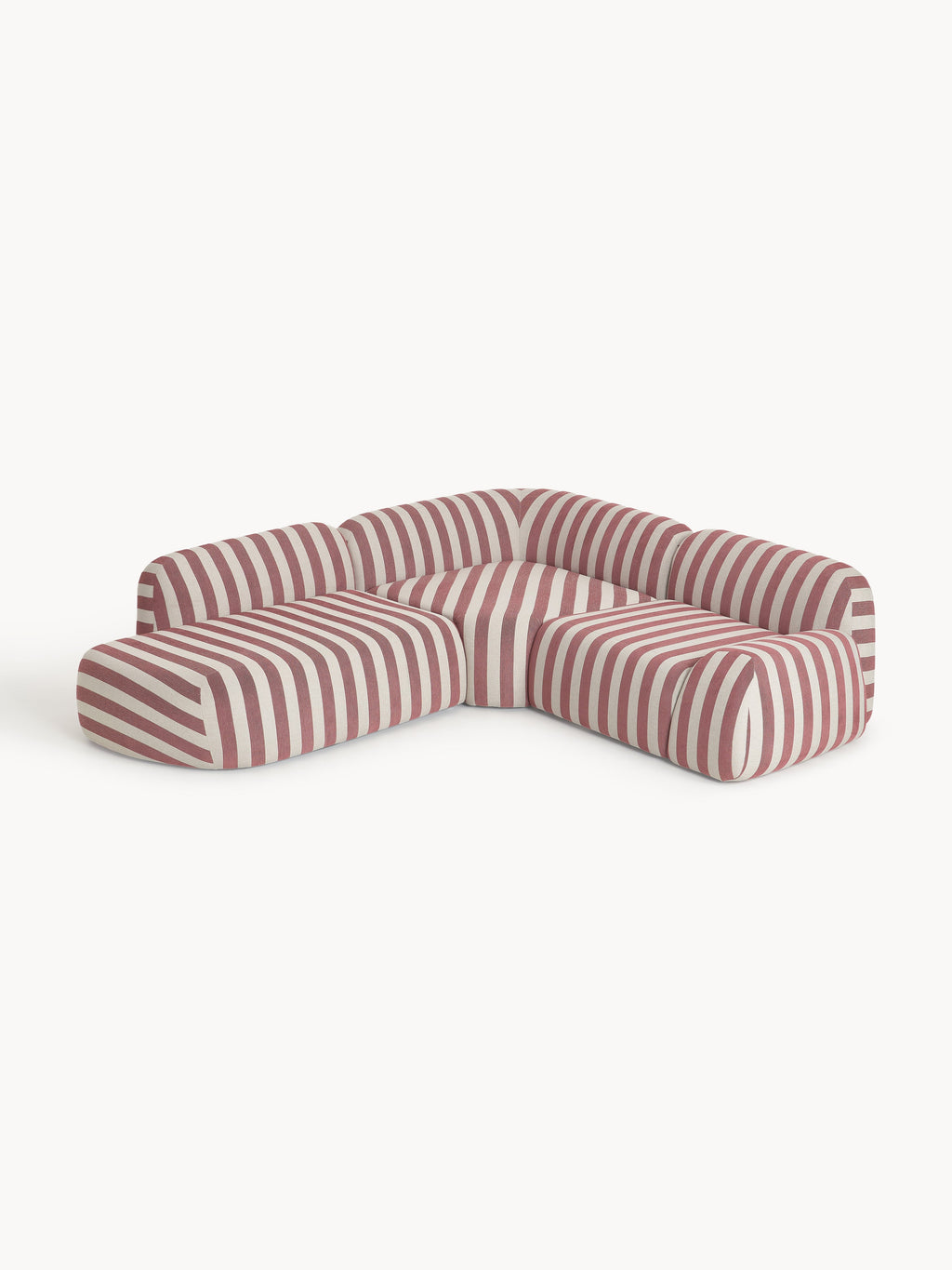 Modulares Gestreiftes Ecksofa Wolke (4-Sitzer) mit Chaiselongue