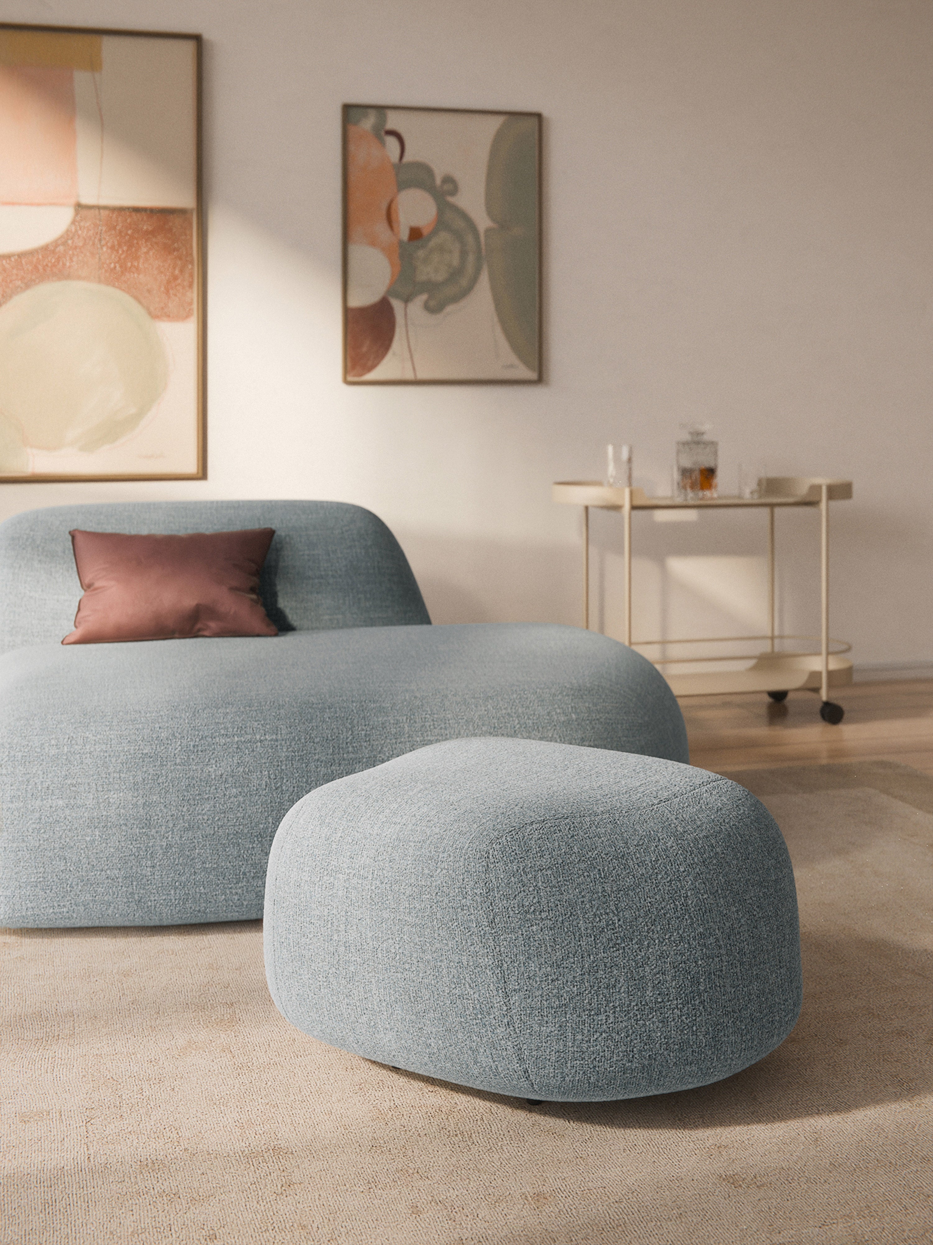 Ovaler Bouclé-Sofa-Hocker Wolke