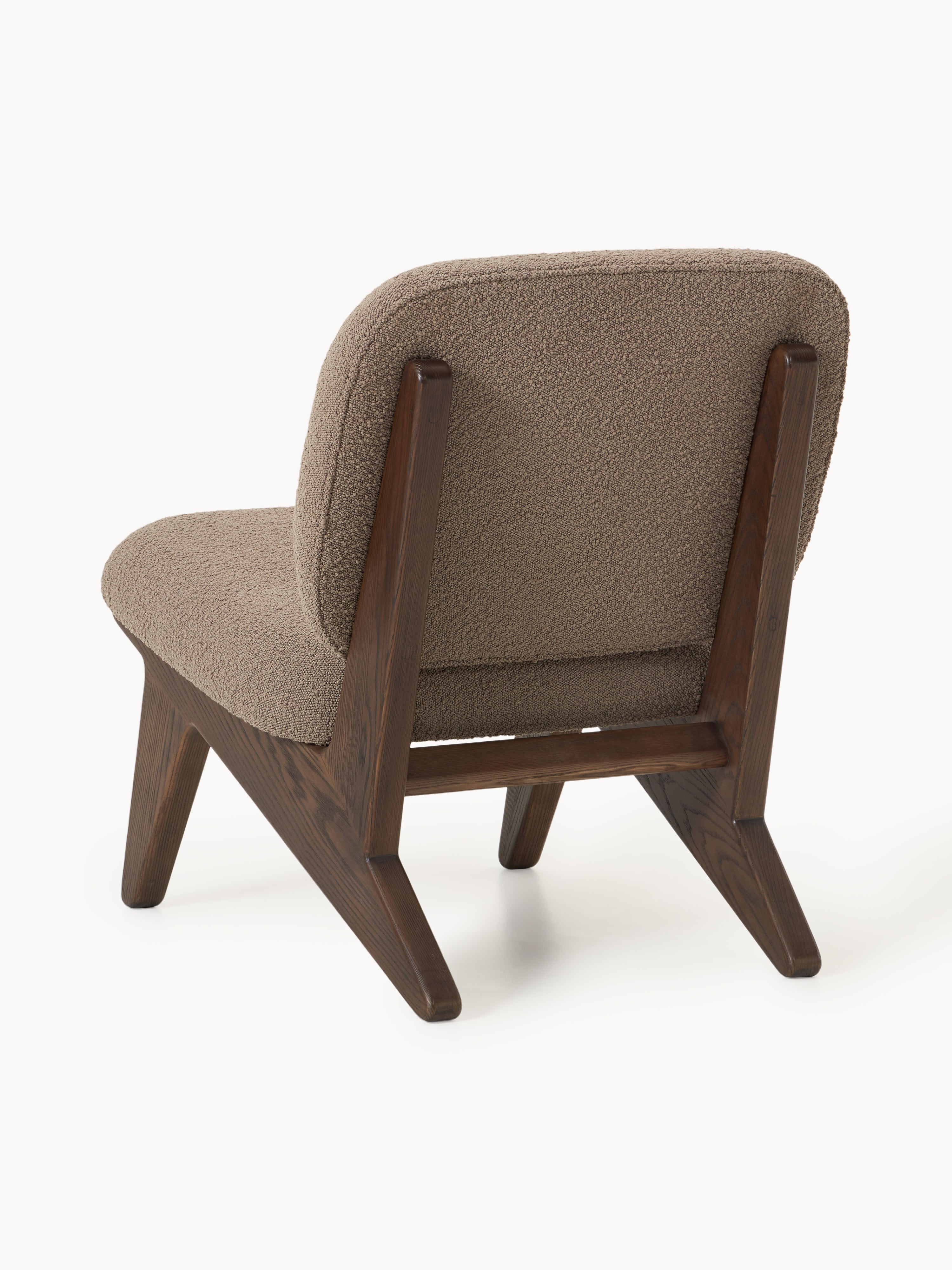 Bouclé-Loungesessel Shenay aus Eschenholz