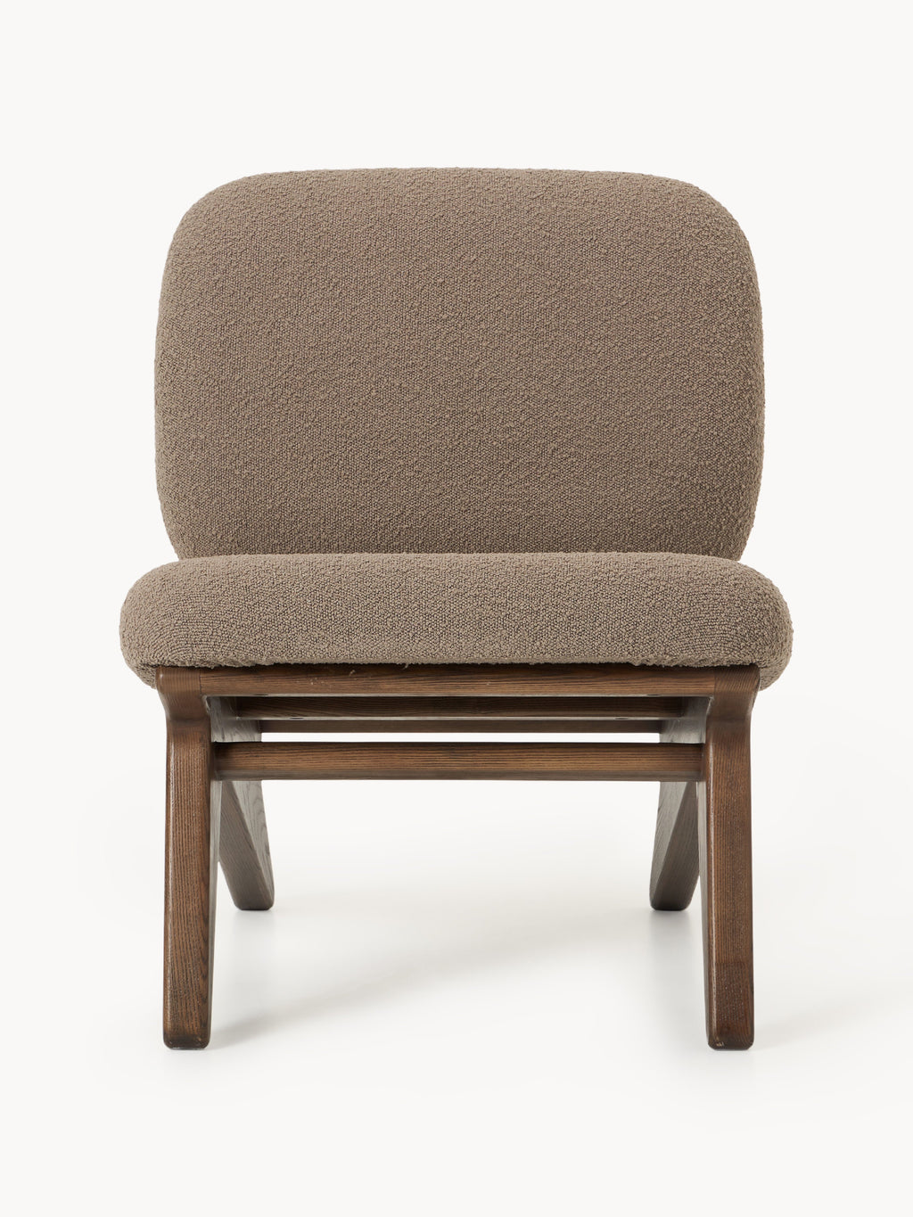 Bouclé-Loungesessel Shenay aus Eschenholz