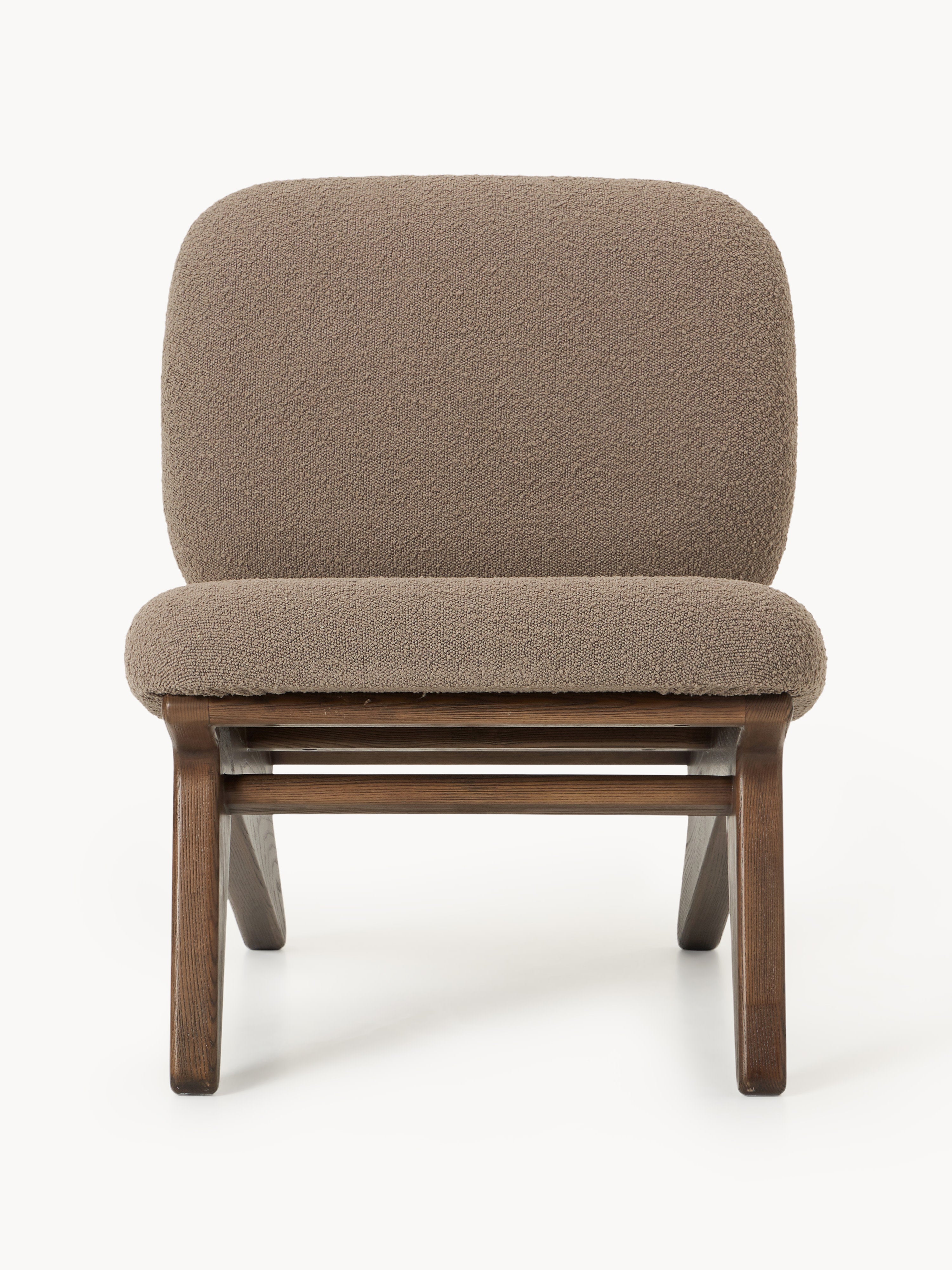 Bouclé-Loungesessel Shenay aus Eschenholz