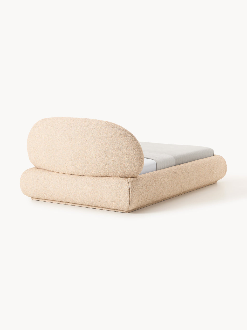 Bouclé-Polster-Einzelbett Alba mit Stauraum
