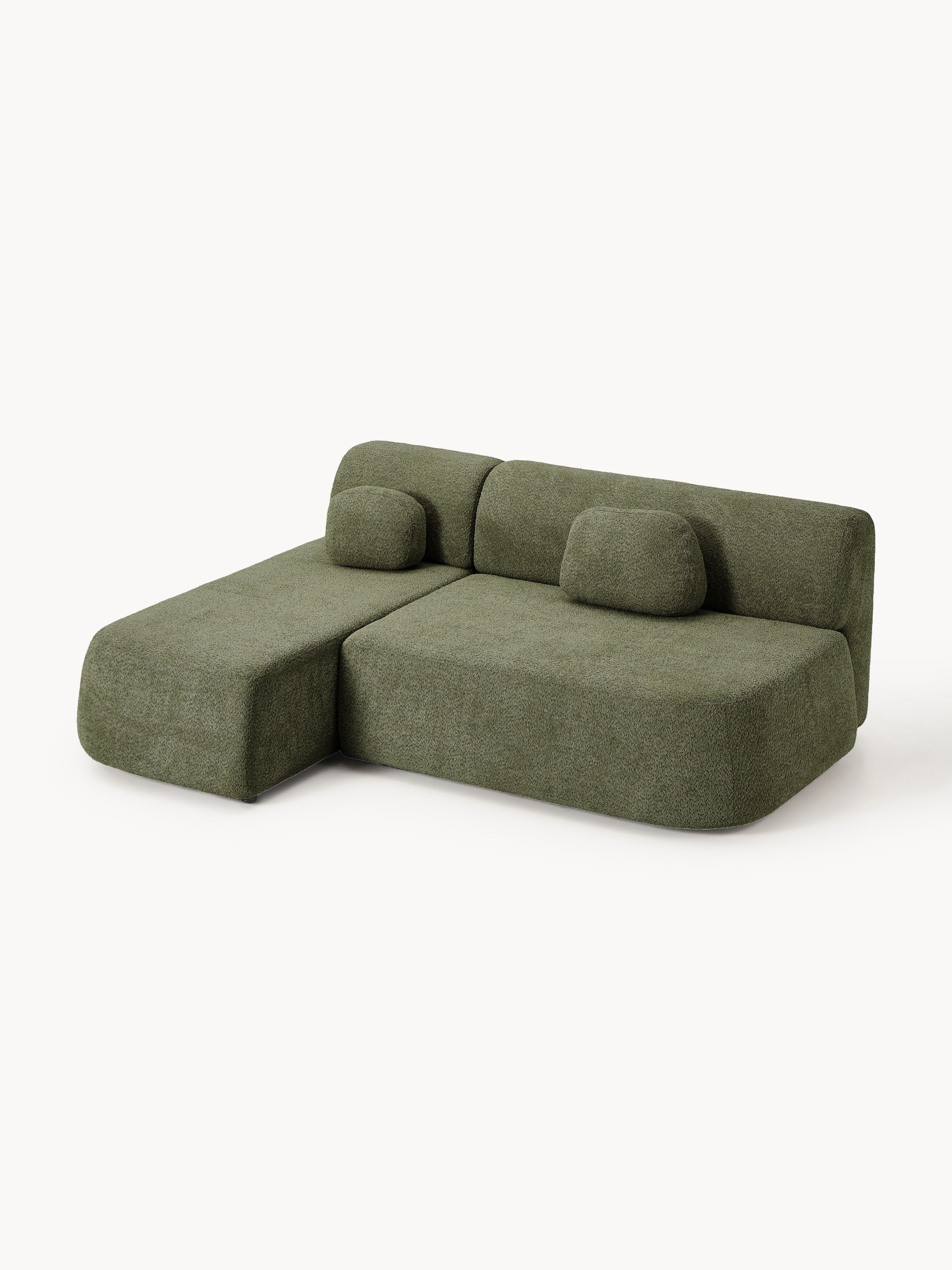 Schlafsofa Pao aus Teddy-Bouclé mit Stauraum