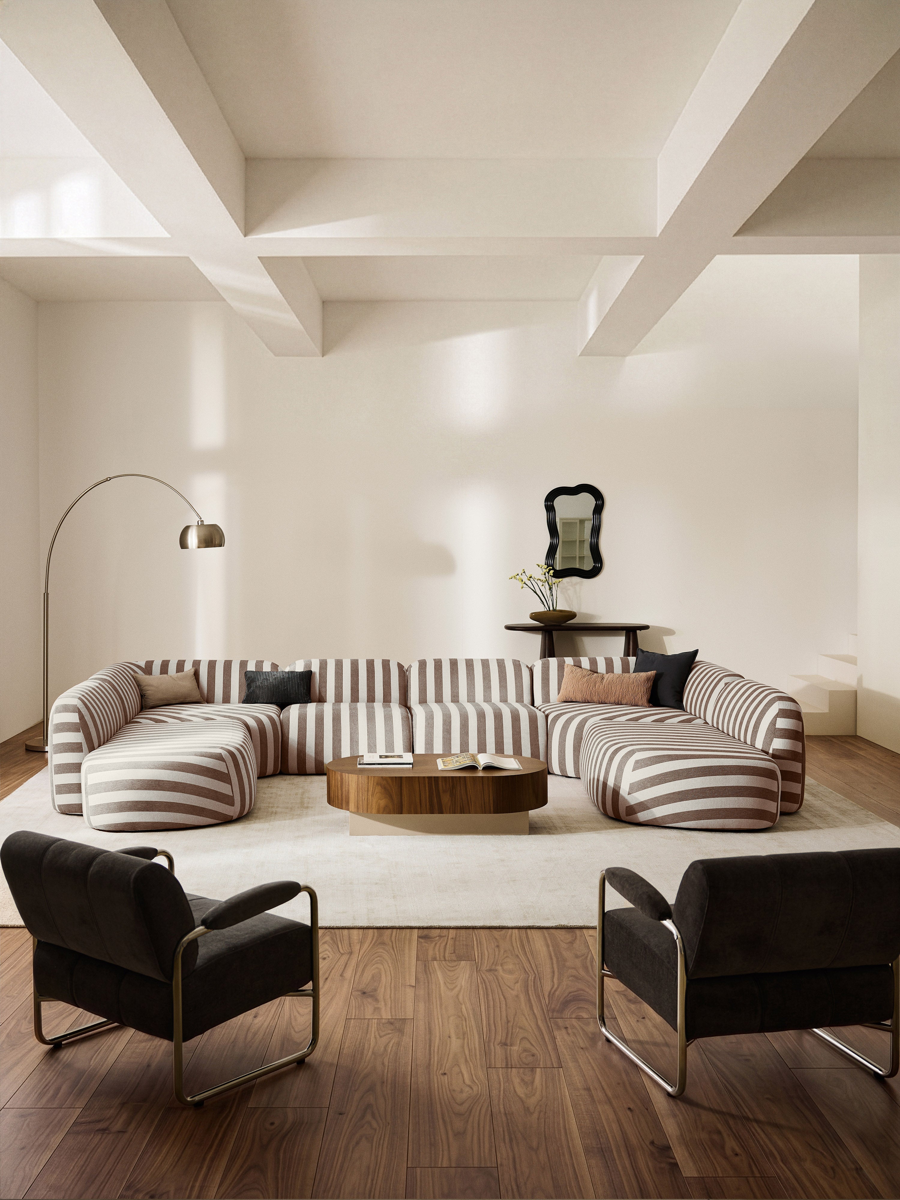 Modulares Gestreiftes XL-Sofa Wolke