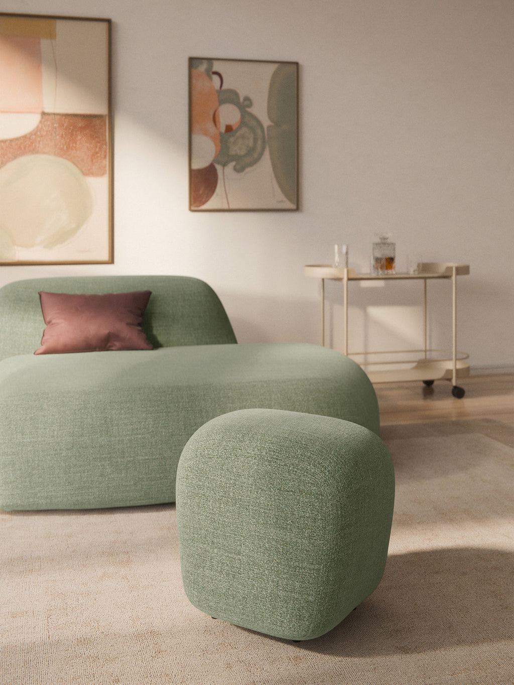 Hoher Bouclé-Sofa-Hocker Wolke