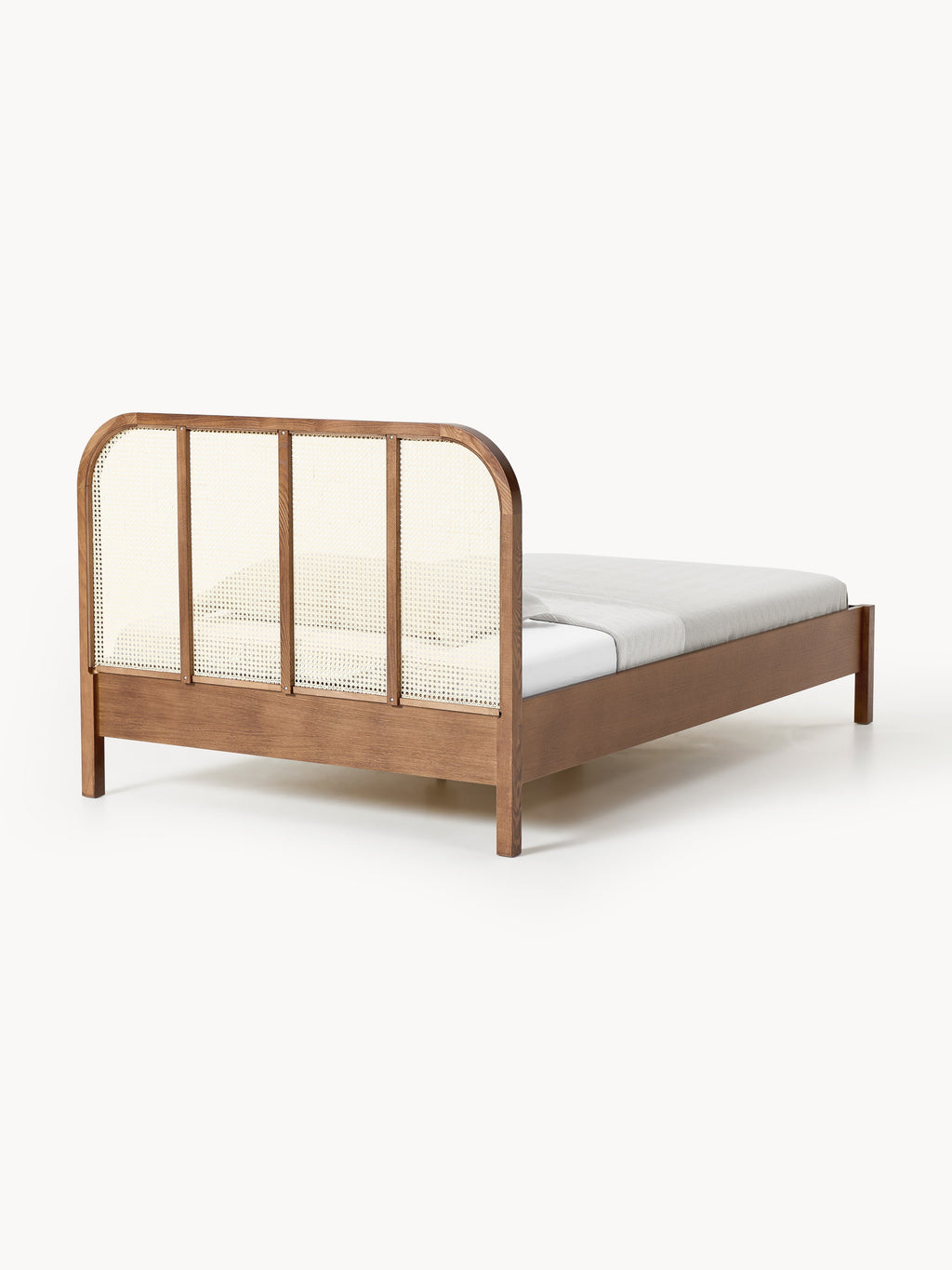 Holz-Einzelbett Jones mit Kopfteil aus Wiener Geflecht