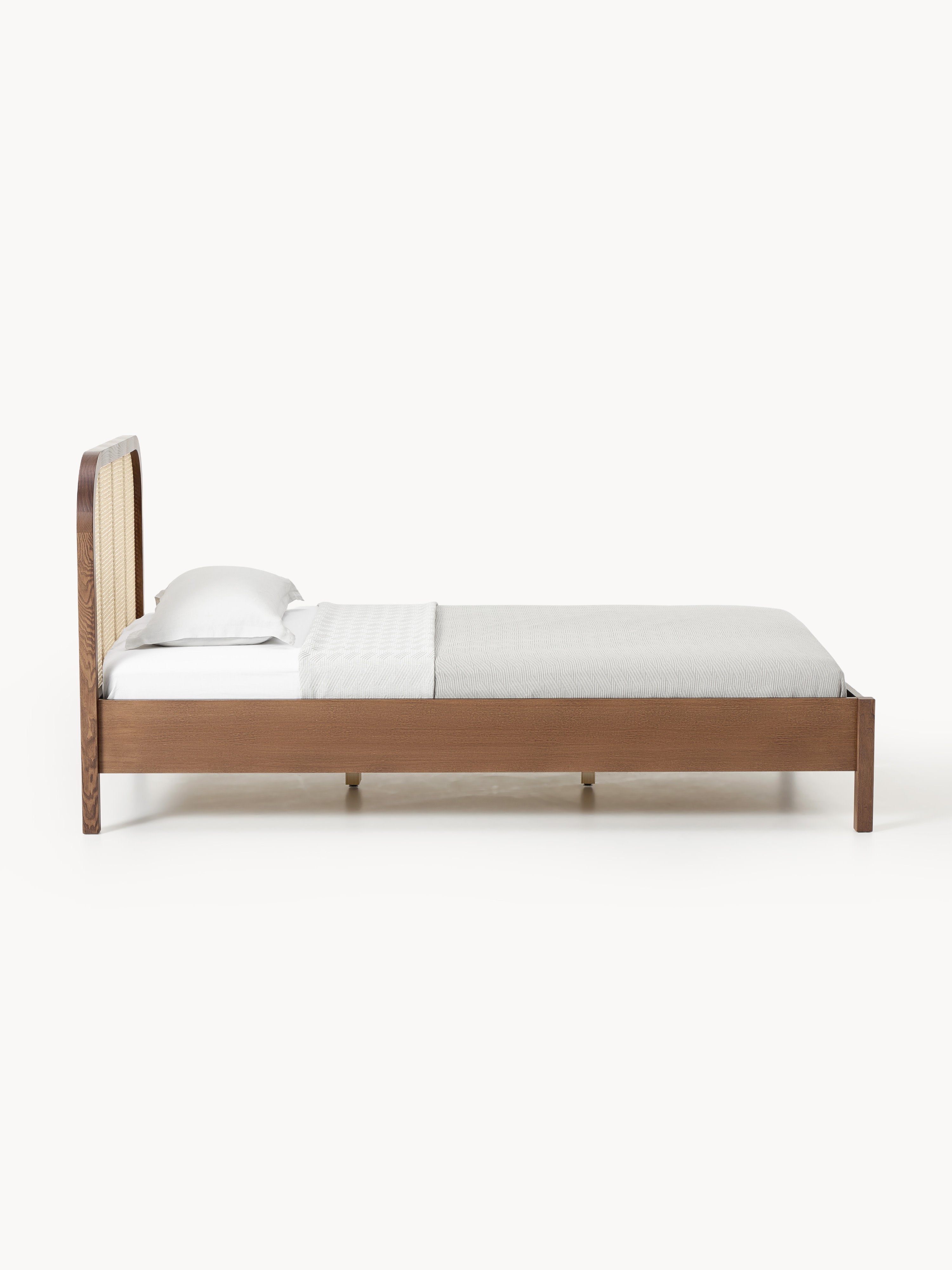 Holz-Einzelbett Jones mit Kopfteil aus Wiener Geflecht