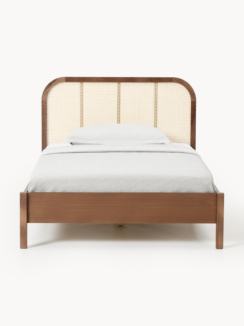 Holz-Einzelbett Jones mit Kopfteil aus Wiener Geflecht