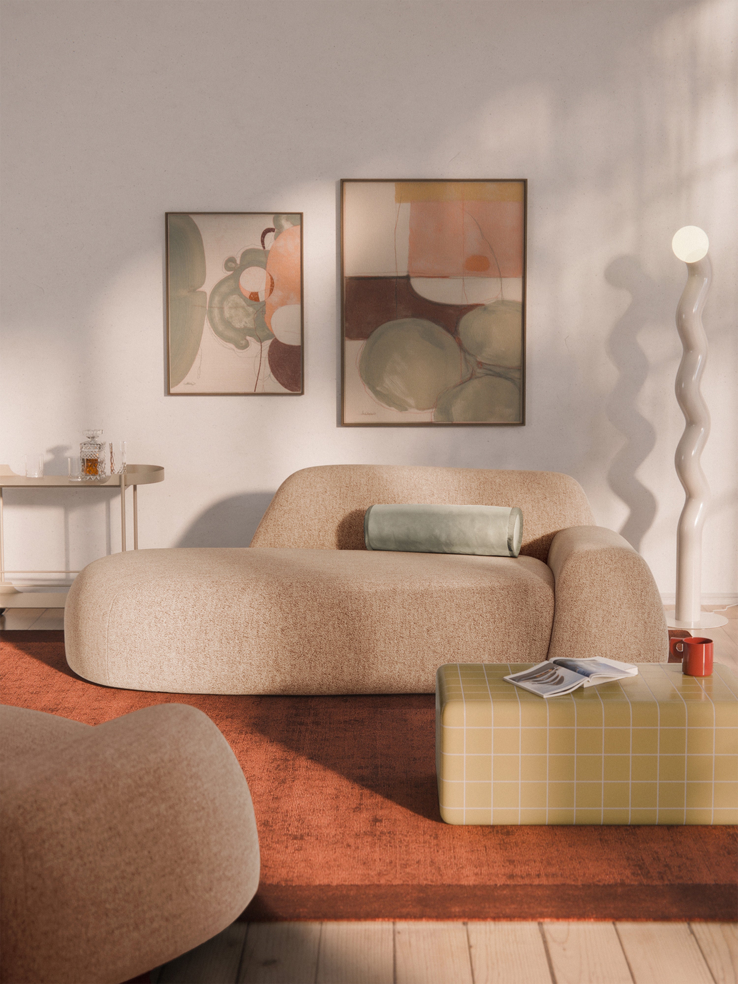 Bouclé-Sofa Wolke (2-Sitzer) mit Chaiselongue