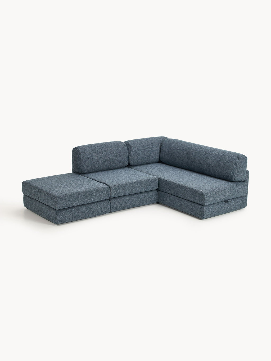 Bouclé-Eck-Schlafsofa Ladina mit Stauraum