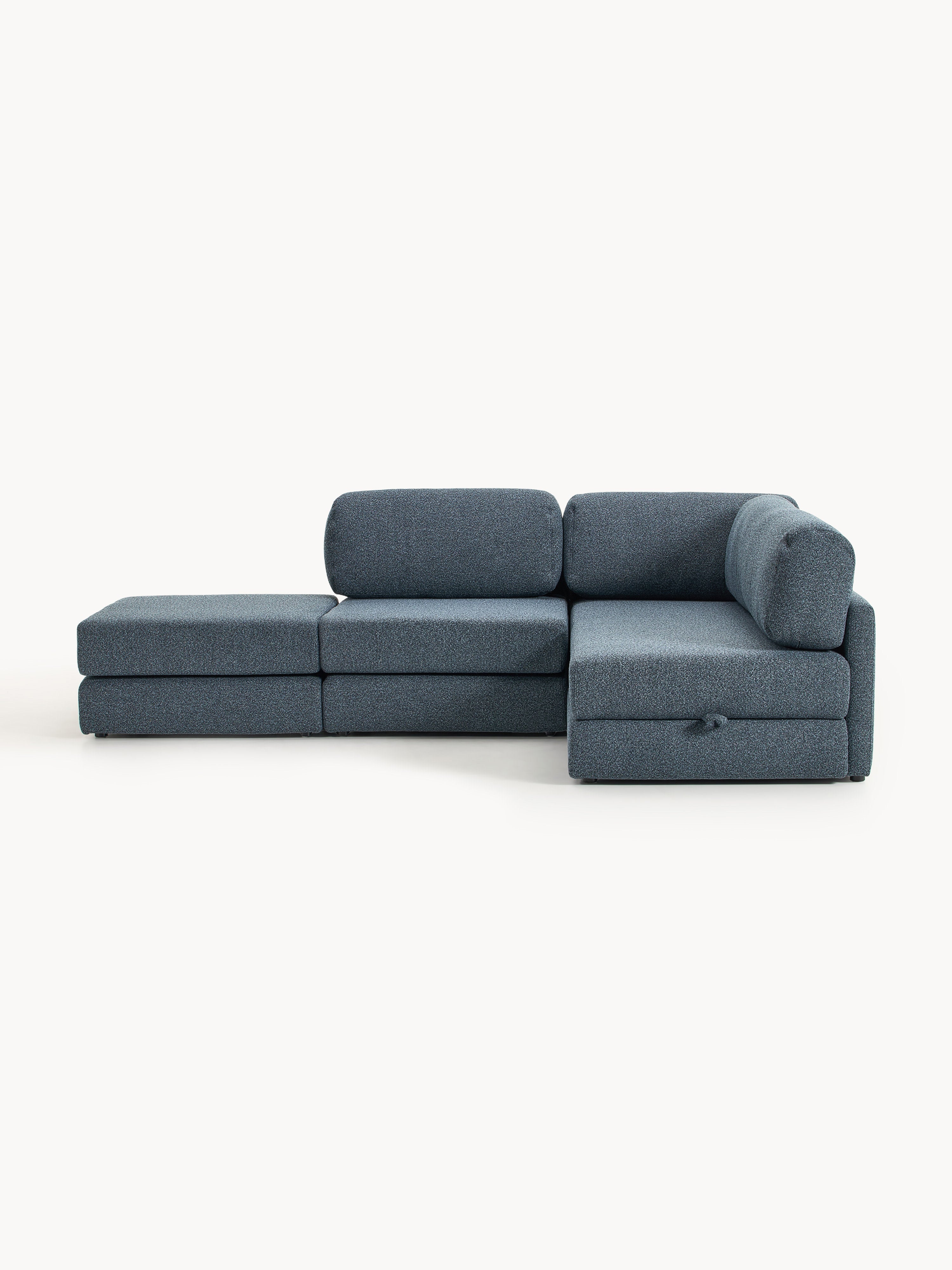 Galeriebild 1 - Bouclé-Eck-Schlafsofa Ladina mit Stauraum