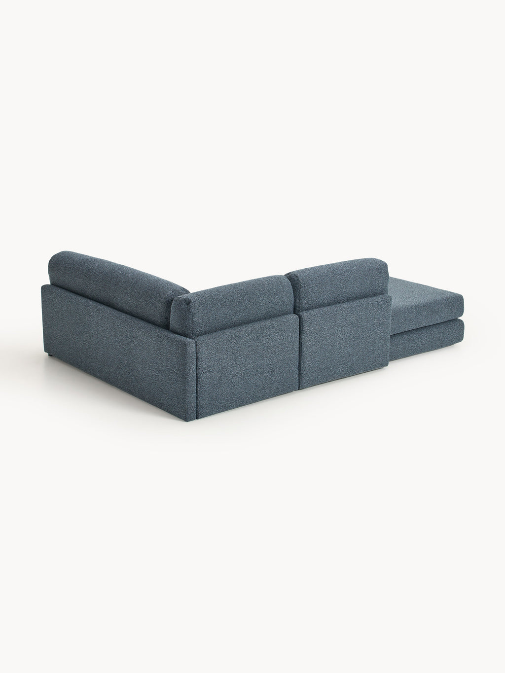 Bouclé-Eck-Schlafsofa Ladina mit Stauraum