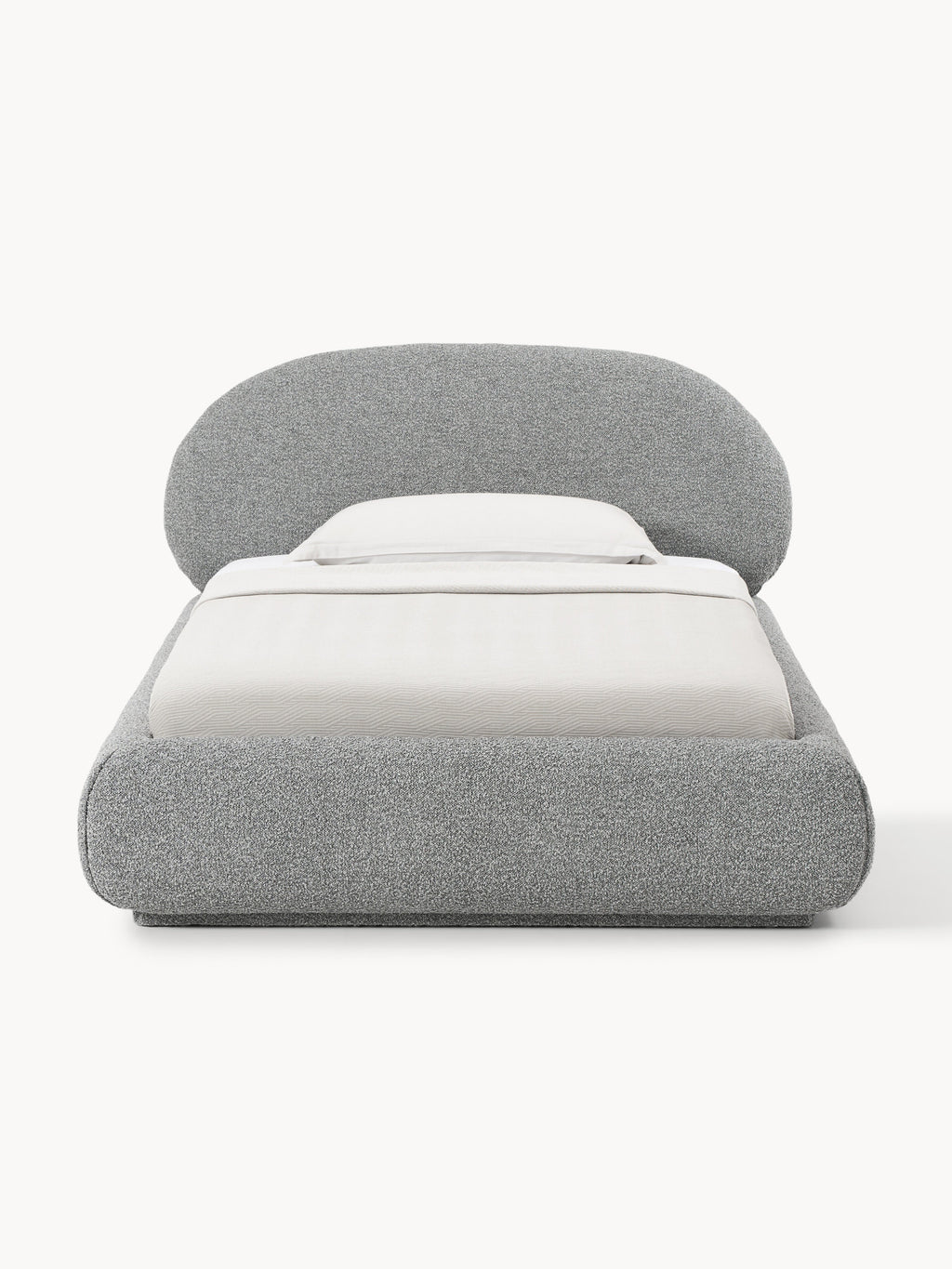 Bouclé-Polster-Einzelbett Alba mit Stauraum