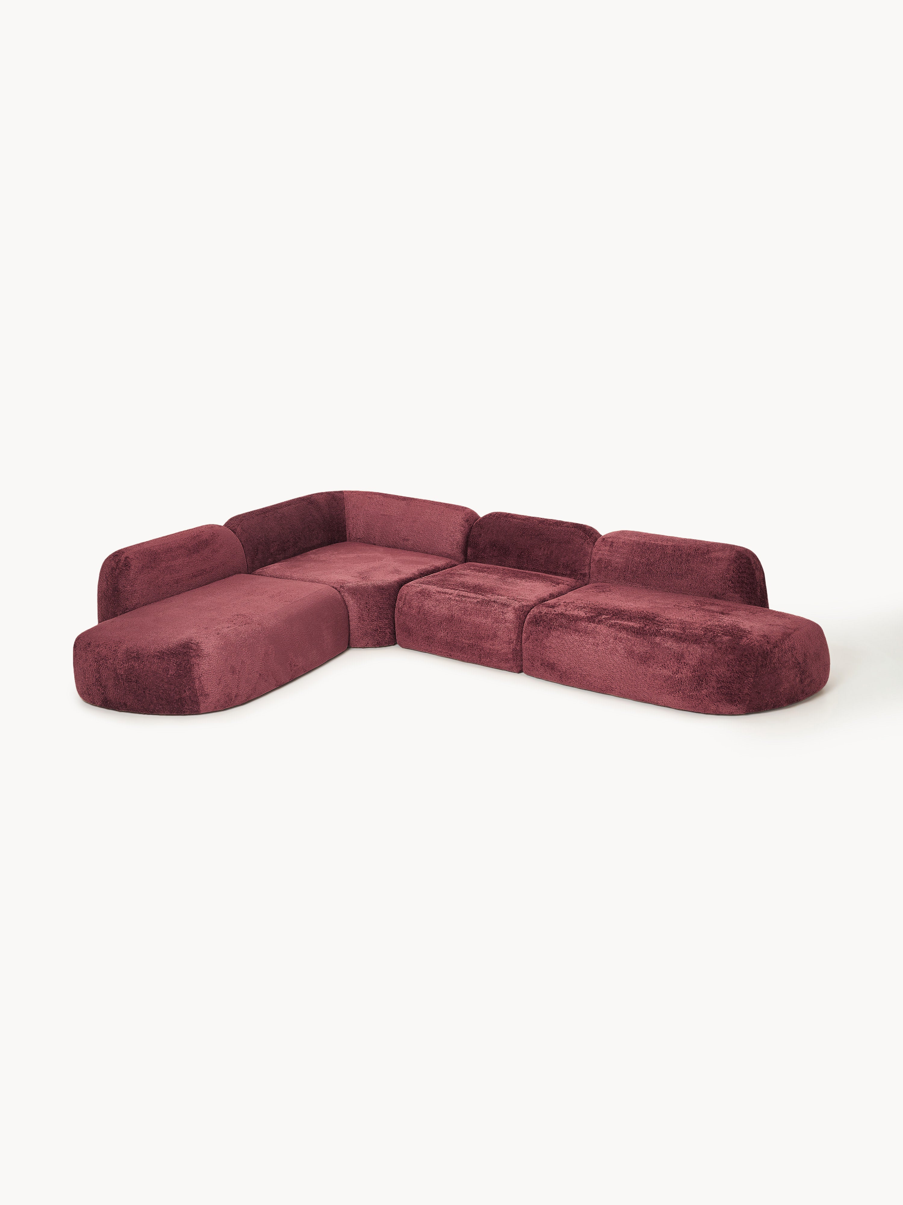 XL Modulares Teddy-Bouclé-Ecksofa Wolke mit Chaiselongue