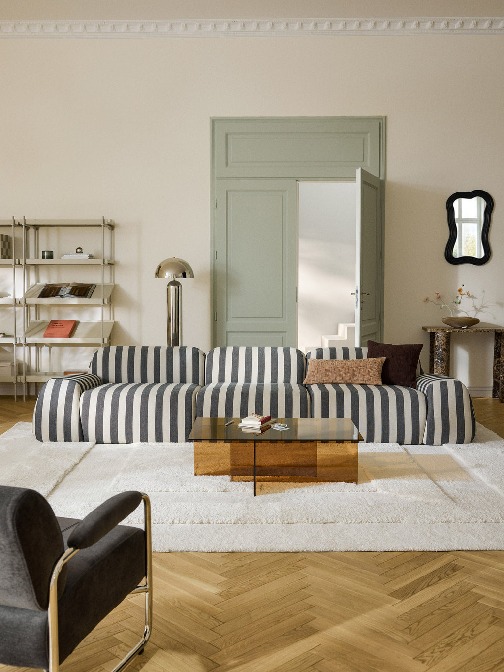Modulares Gestreiftes Sofa Wolke (4-Sitzer)