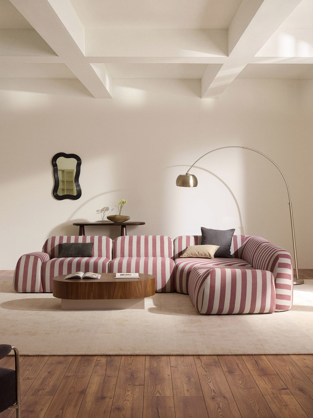 Modulares Gestreiftes Ecksofa Wolke (4-Sitzer)