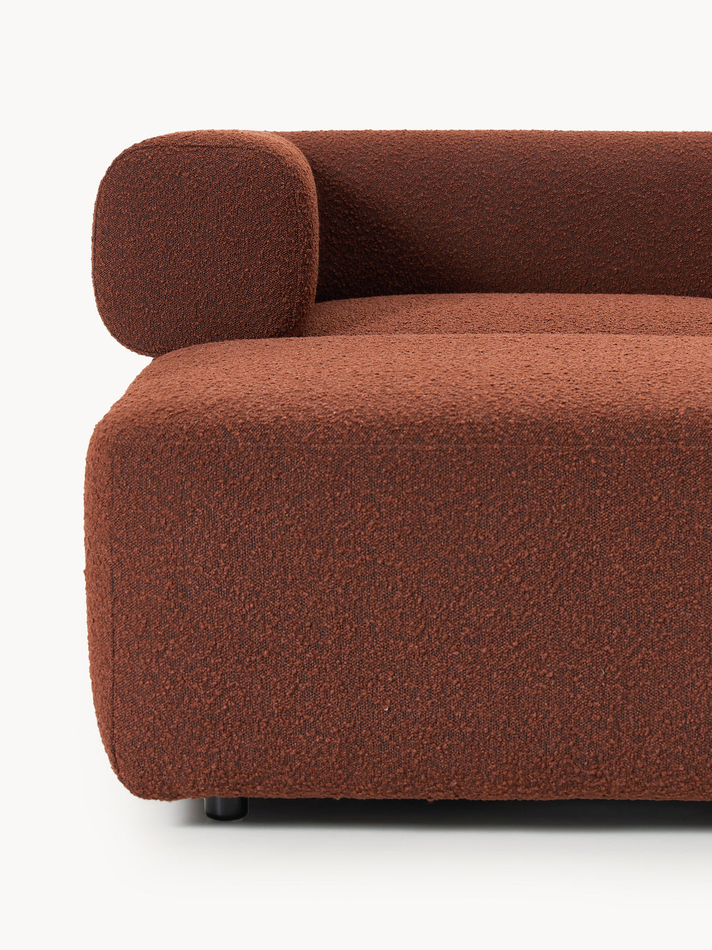 Modulares Bouclé-Sofa Anton (4-Sitzer) mit Hocker (links/rechts)