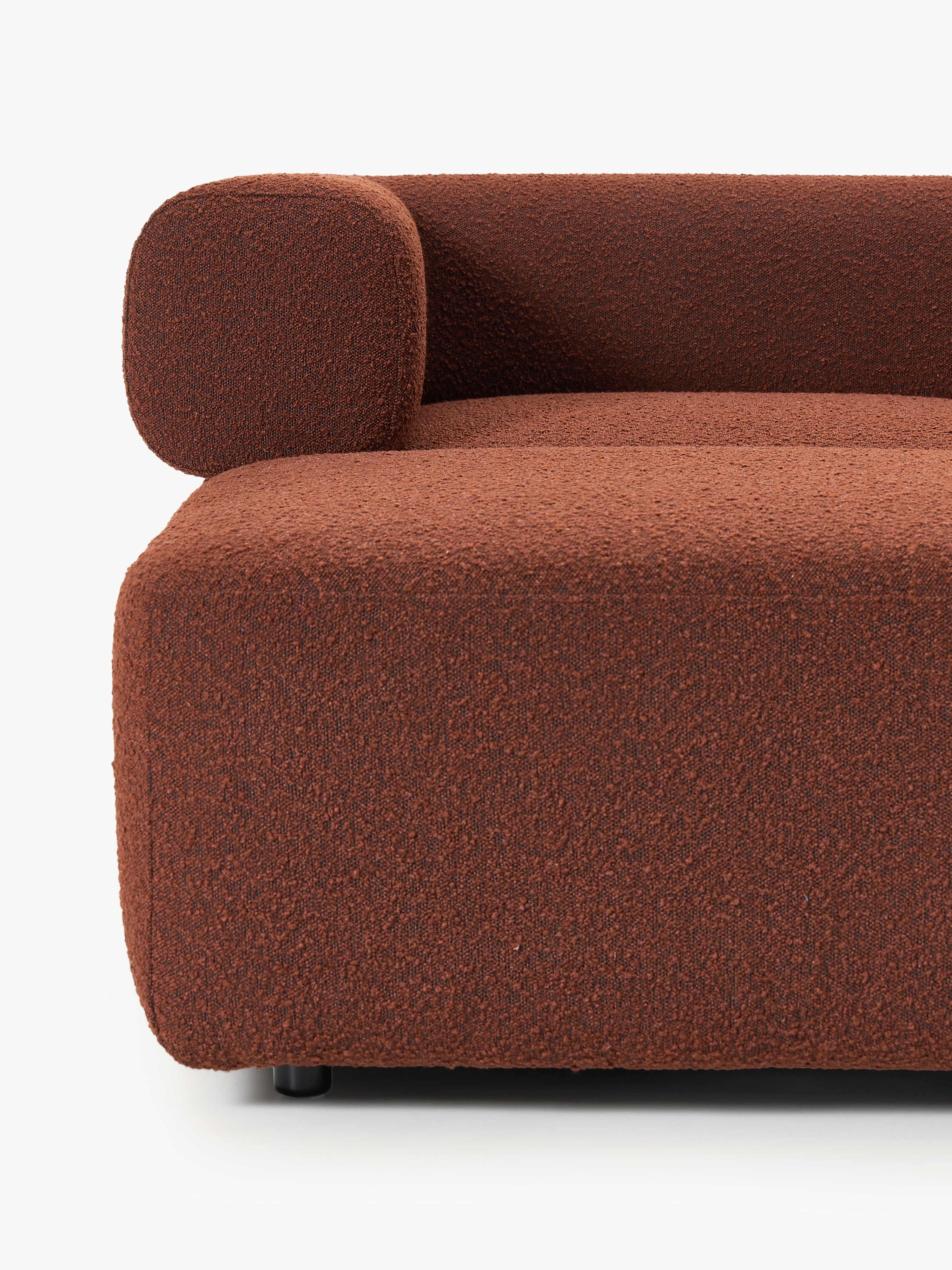 Modulares Bouclé-Sofa Anton (4-Sitzer) mit Hocker (links/rechts)