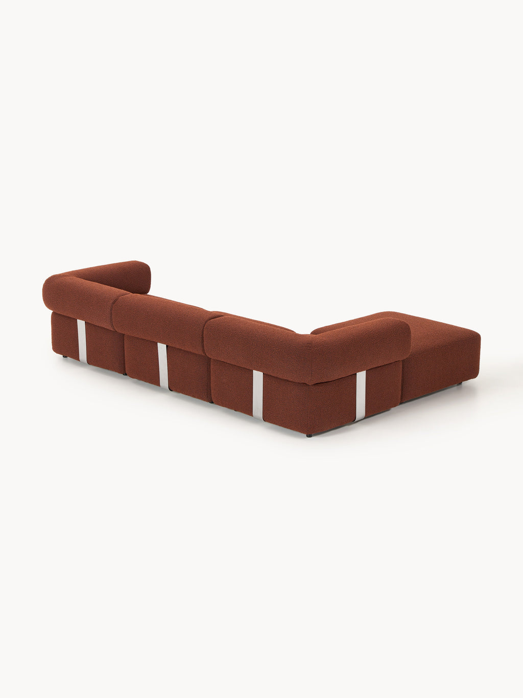 Modulares Bouclé-Sofa Anton (4-Sitzer) mit Hocker (links/rechts)
