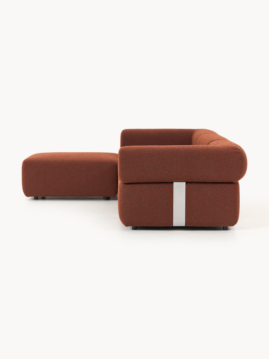 Modulares Bouclé-Sofa Anton (4-Sitzer) mit Hocker (links/rechts)