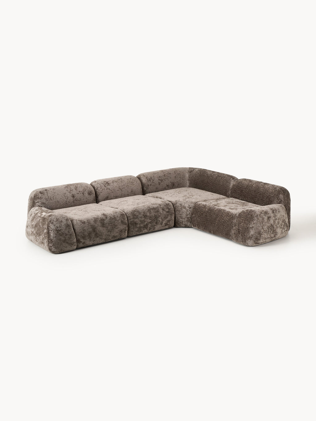 Modulares Teddy-Bouclé-Ecksofa Wolke (4-Sitzer)