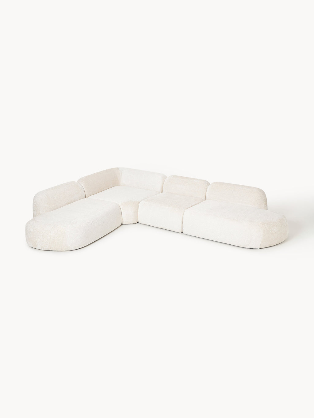 XL Modulares Teddy-Bouclé-Ecksofa Wolke mit Chaiselongue