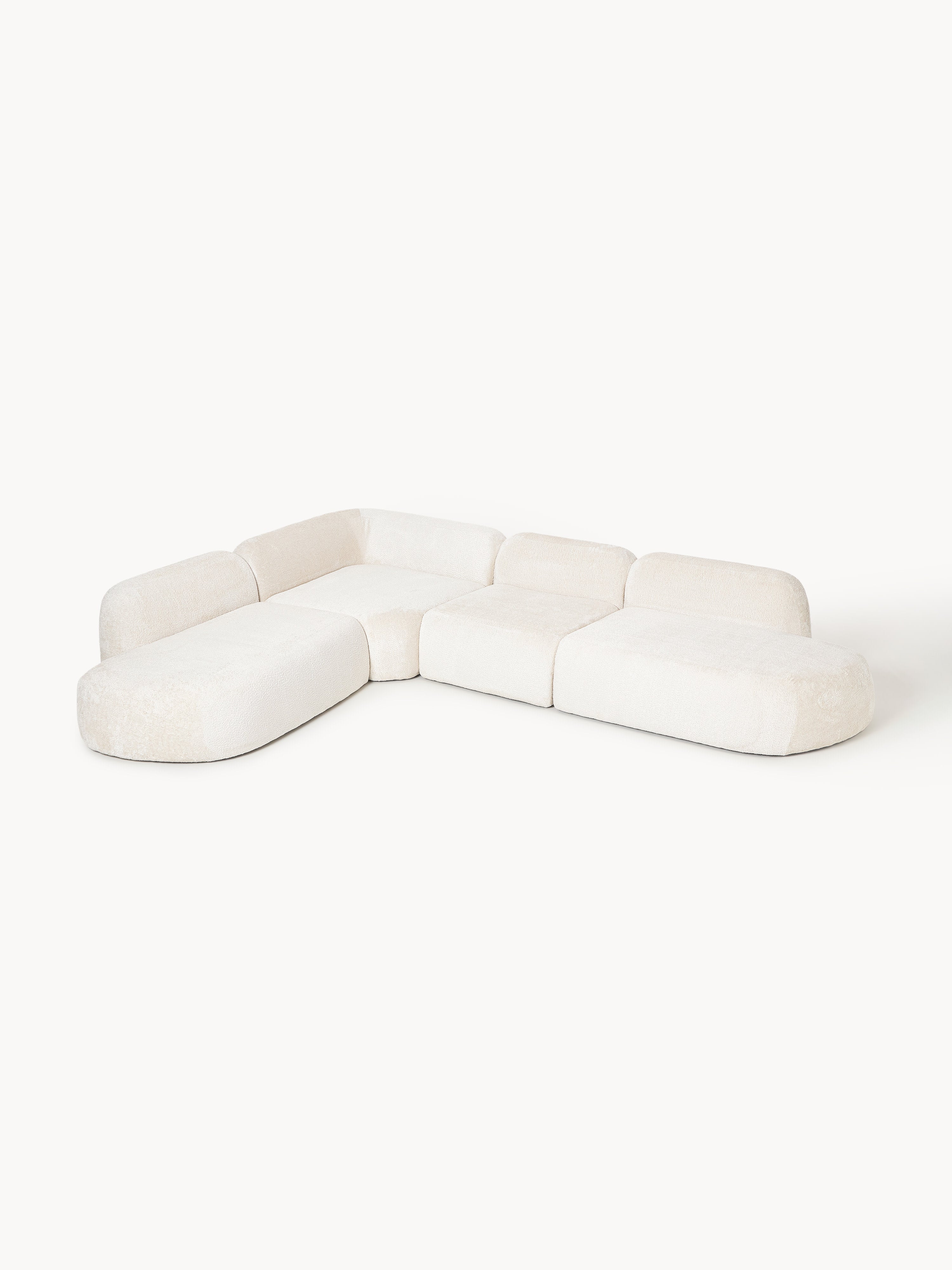 XL Modulares Teddy-Bouclé-Ecksofa Wolke mit Chaiselongue