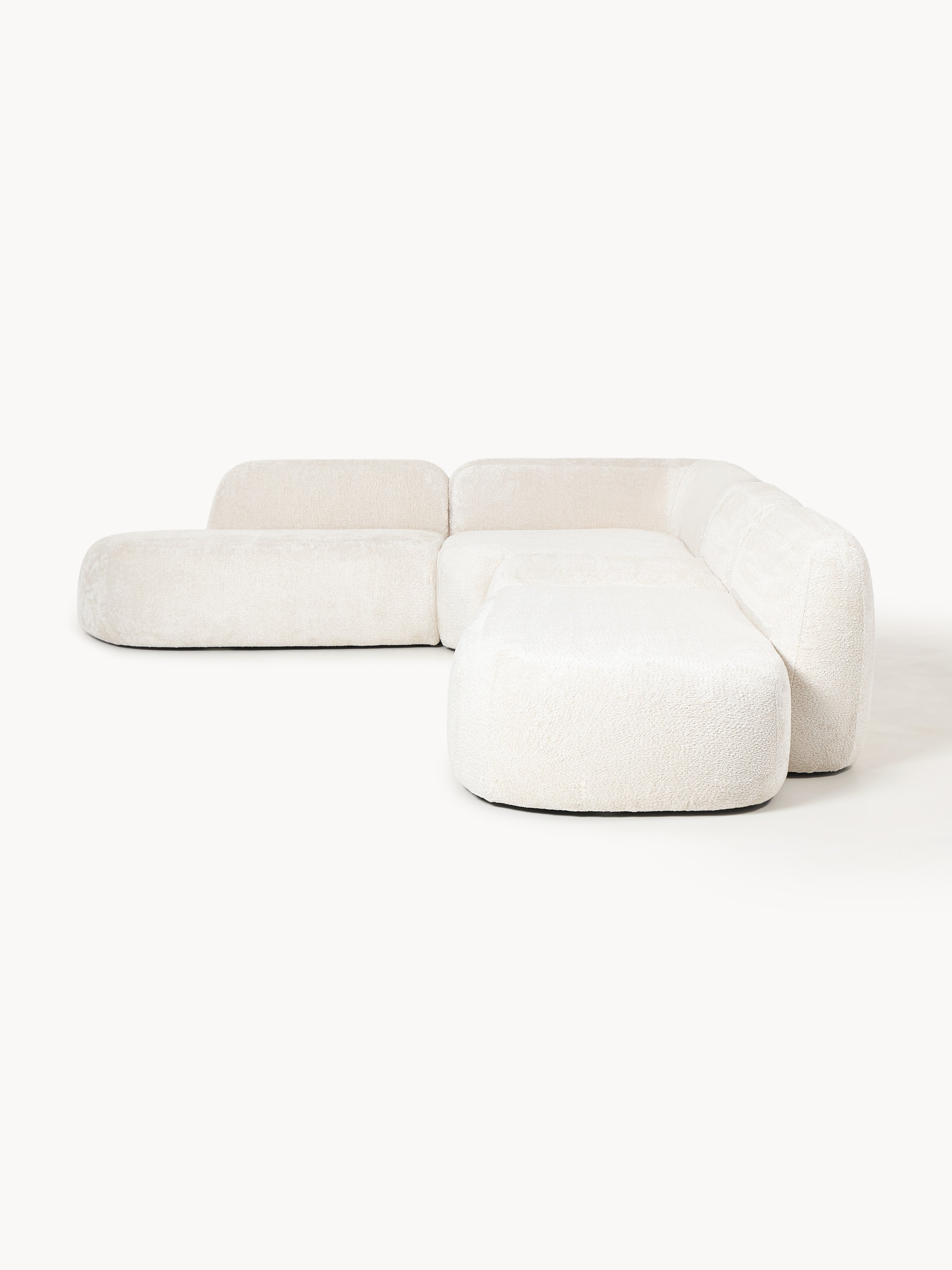 XL Modulares Teddy-Bouclé-Ecksofa Wolke mit Chaiselongue