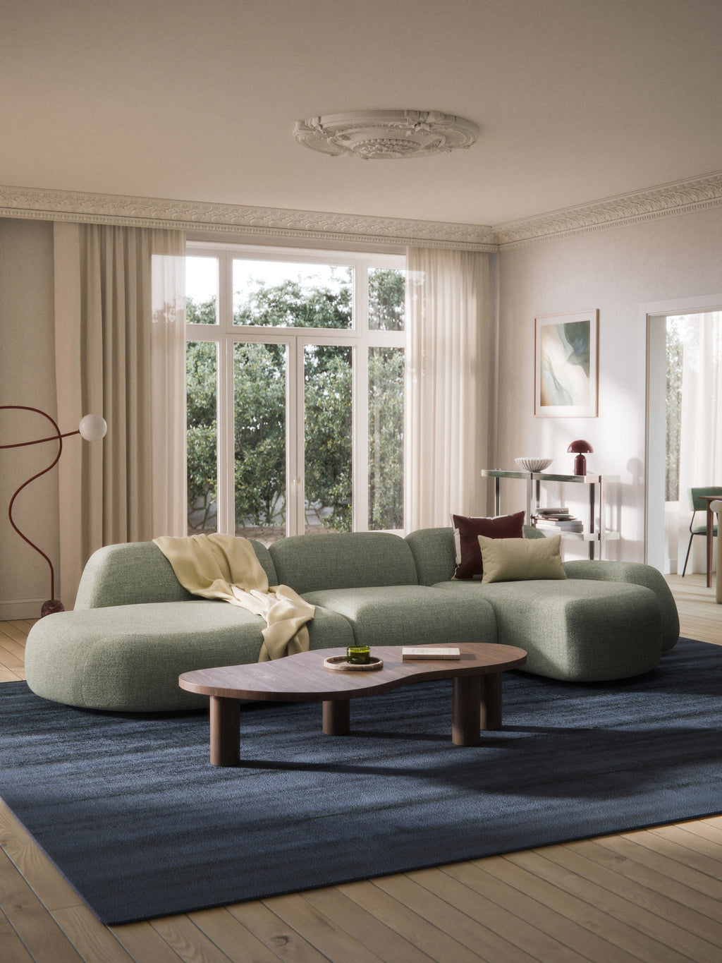 Modulares Bouclé-Ecksofa Wolke (4-Sitzer) mit Chaiselongue