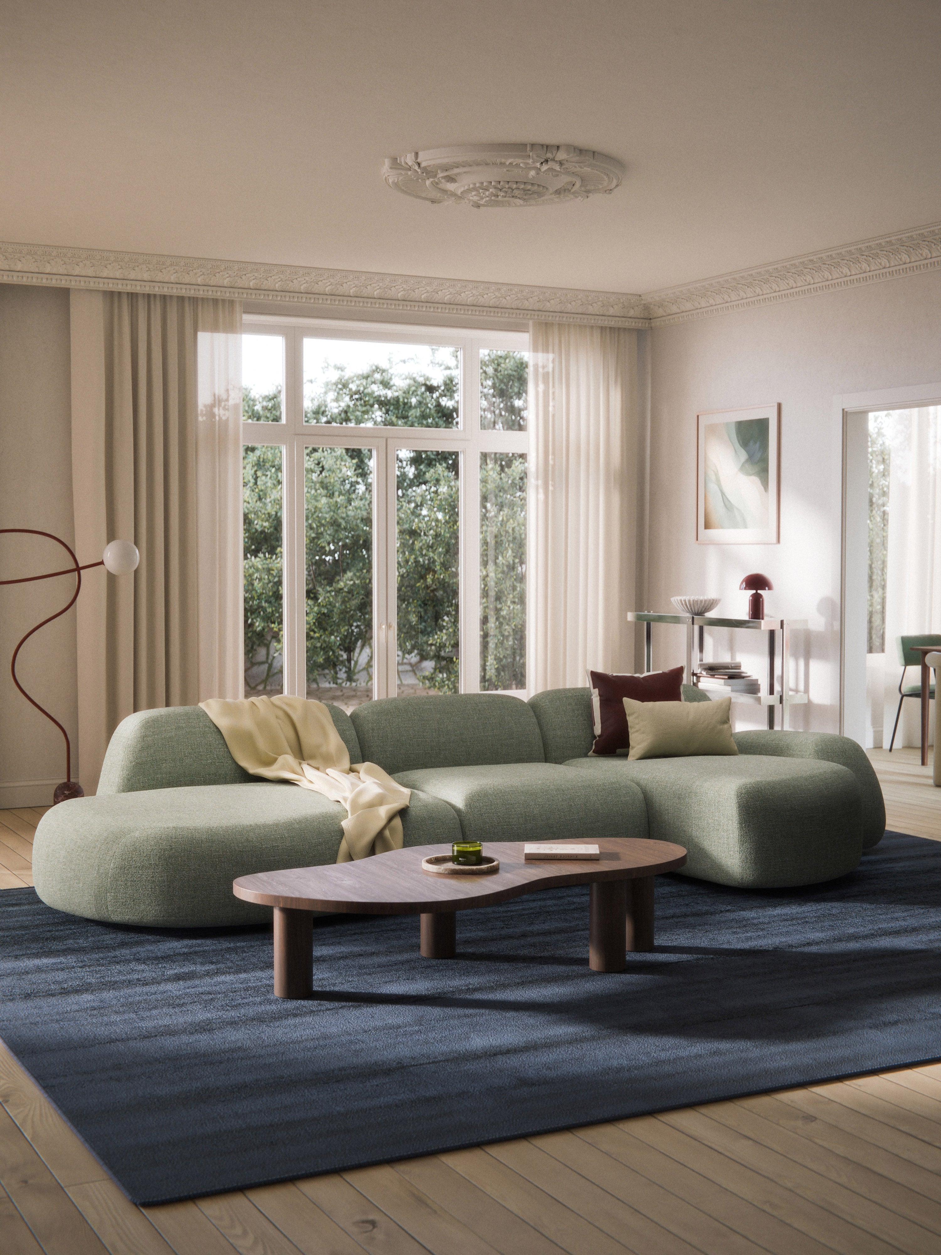 Modulares Bouclé-Ecksofa Wolke (4-Sitzer) mit Chaiselongue