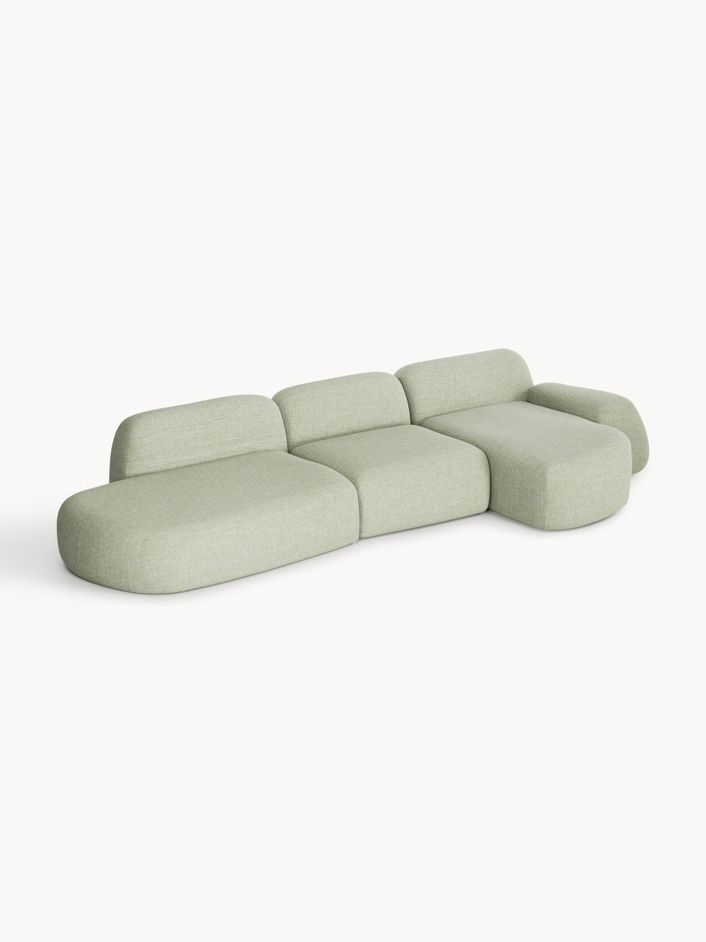 Modulares Bouclé-Ecksofa Wolke (4-Sitzer) mit Chaiselongue