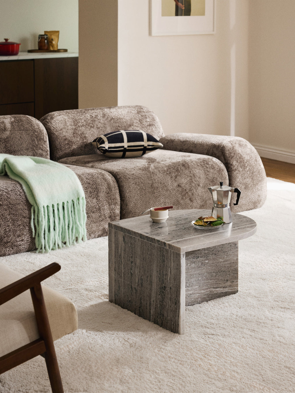 Ovaler Couchtisch Leander aus Marmor