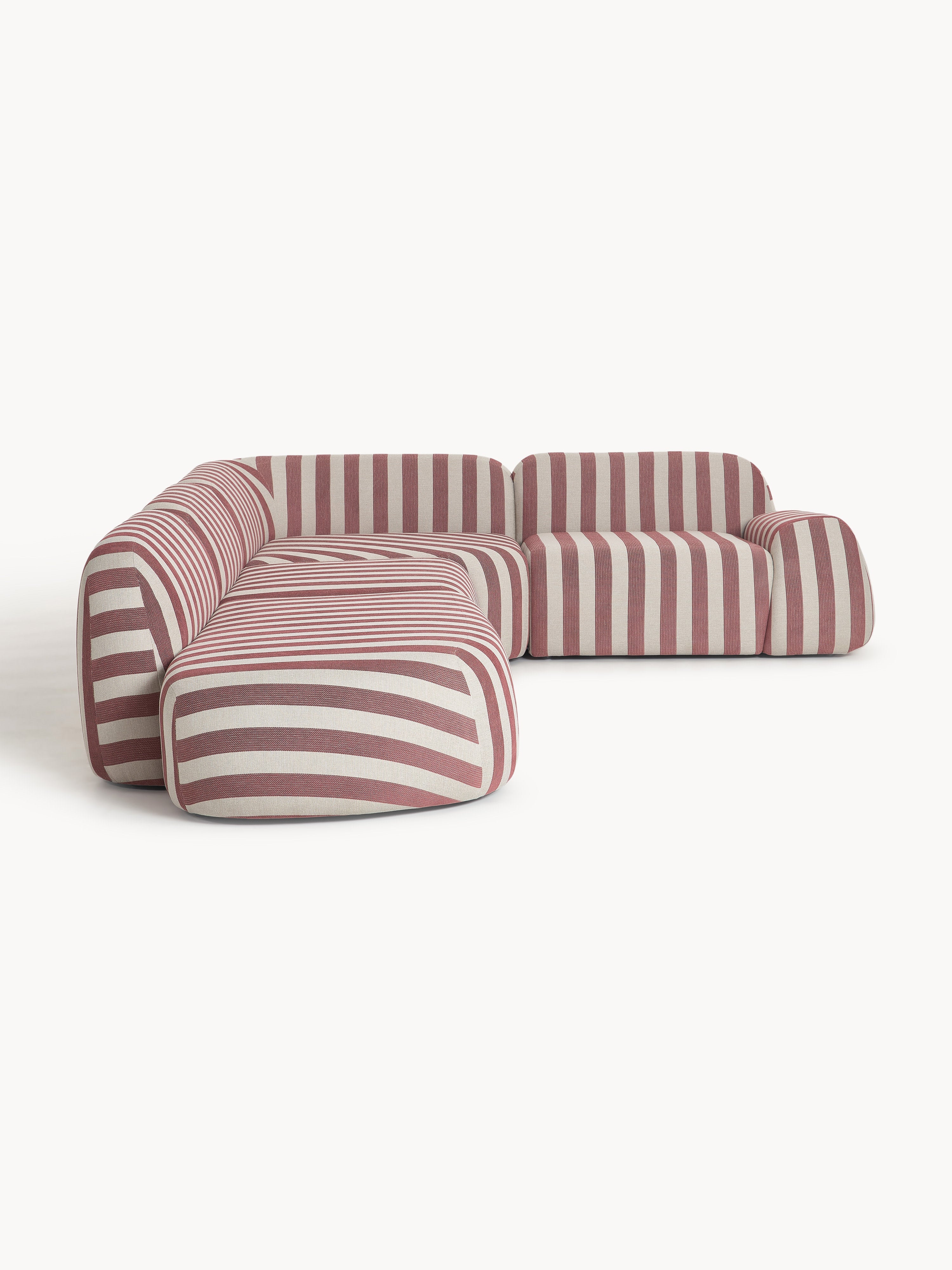 Modulares Gestreiftes XL-Ecksofa Wolke mit Chaiselongue