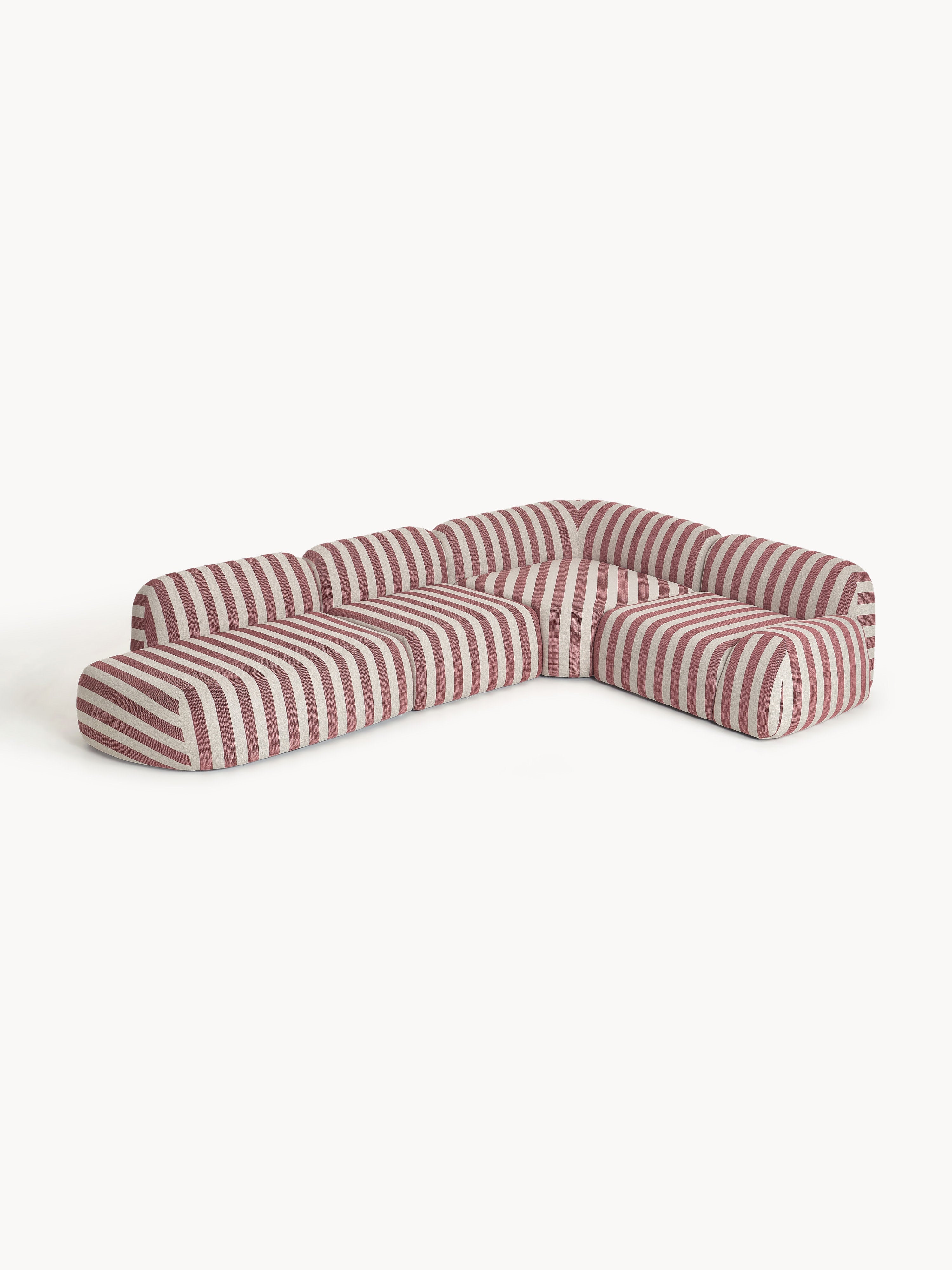 Modulares Gestreiftes XL-Ecksofa Wolke mit Chaiselongue