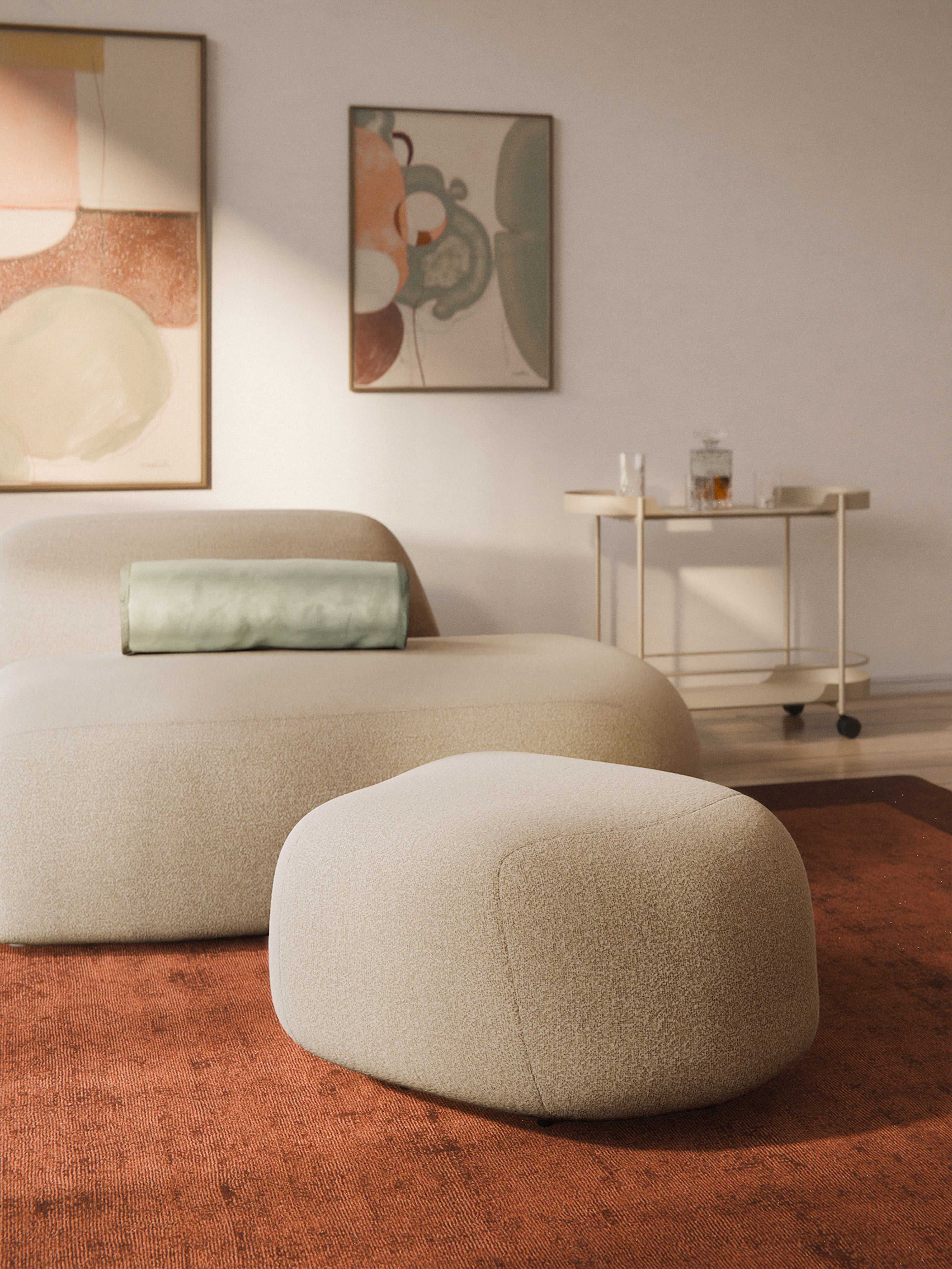 Ovaler Bouclé-Sofa-Hocker Wolke